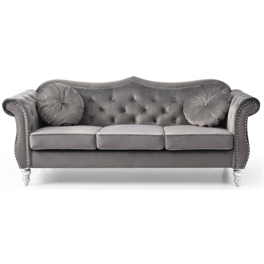Luxury Hollywood Velvet Sofa - Dark Gray Modern Living Room Furniture for Small Spaces | Perfect for Apartments, Condos & Cozy Home Decor