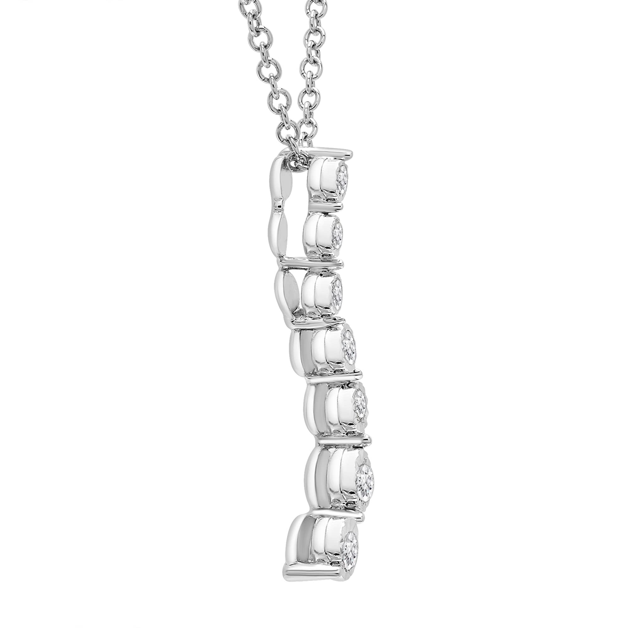 1/10 CT Sterling Silver Diamond Pendant Necklace for Women - 18