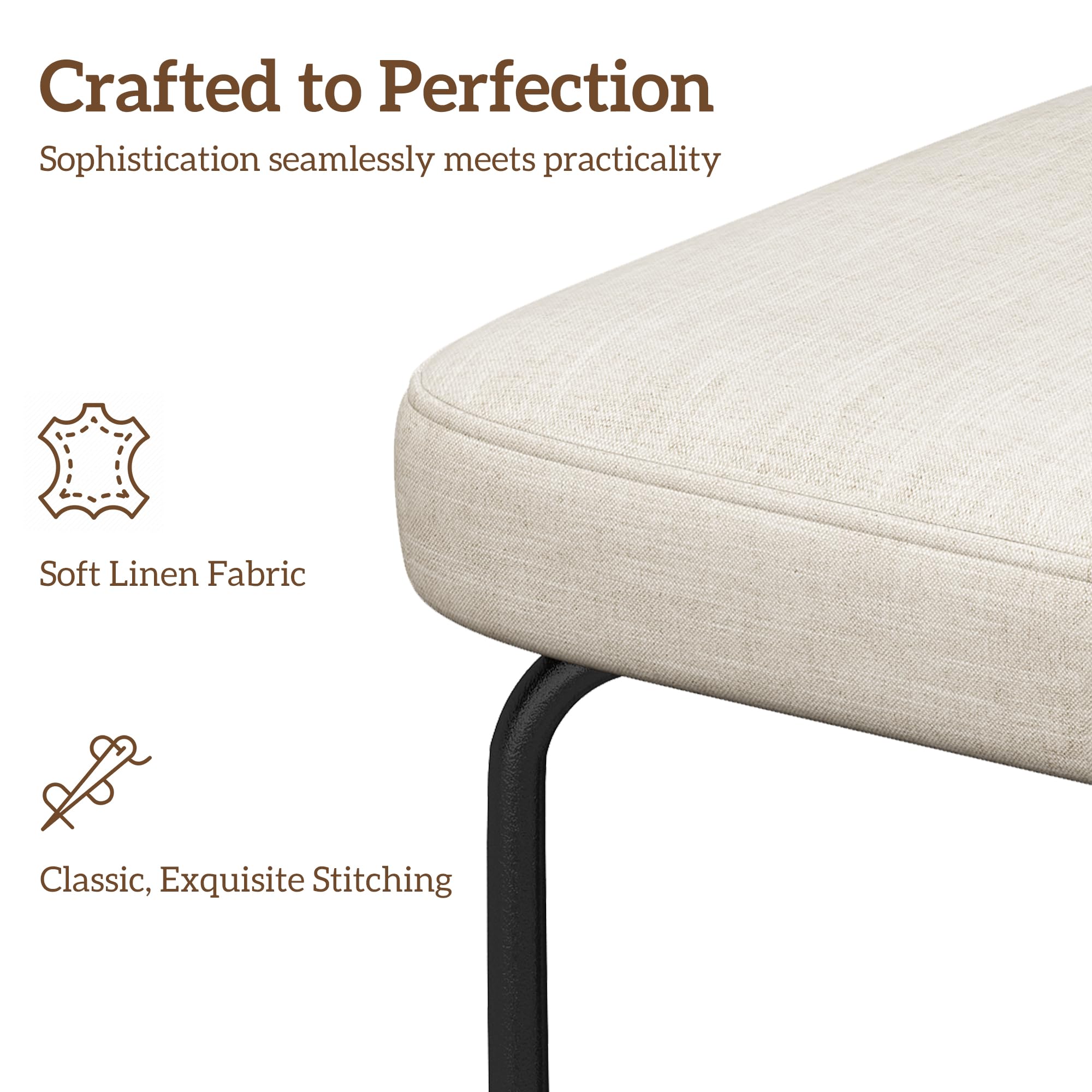 Set of 2 White Fabric Counter Height Bar Stools 26