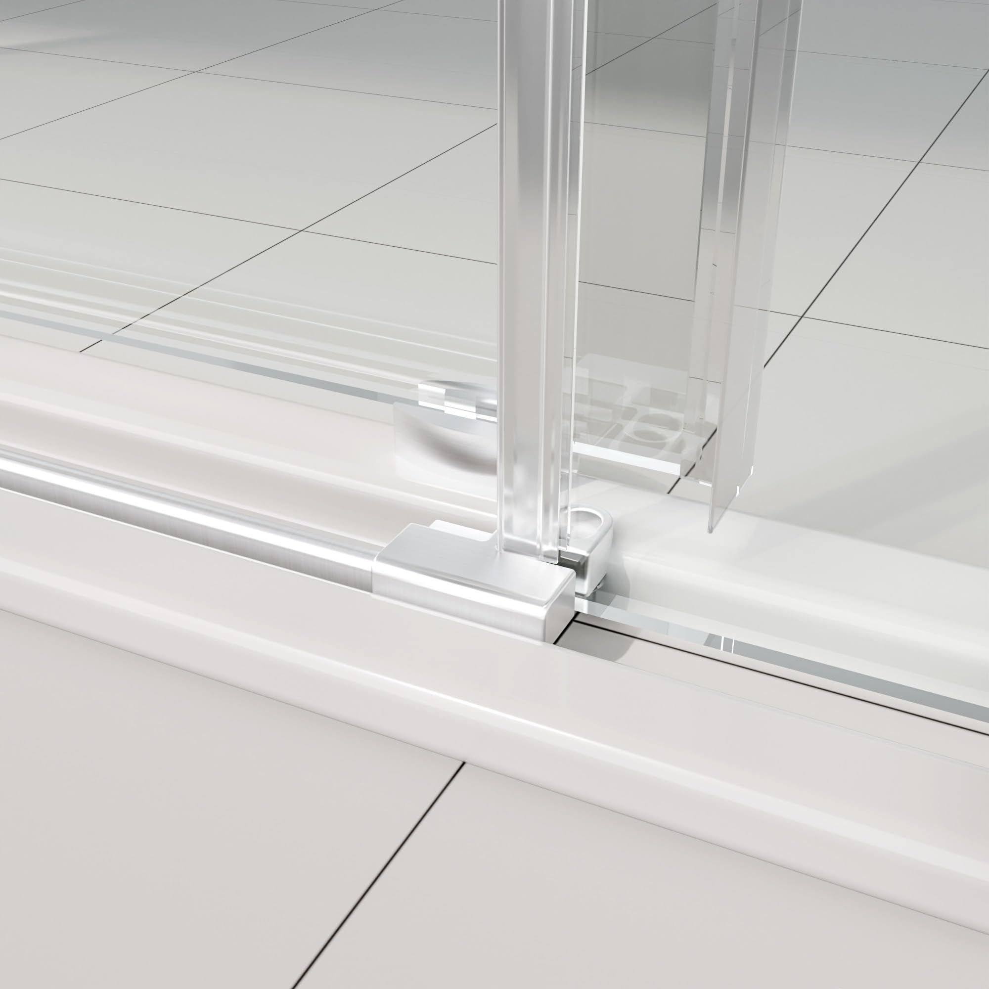 Gotland Frameless Shower Door 56-60 Inch Wide x 76 Inch Tall, Sliding Glass Shower Enclosure with Stainless Steel Handle, 5/16