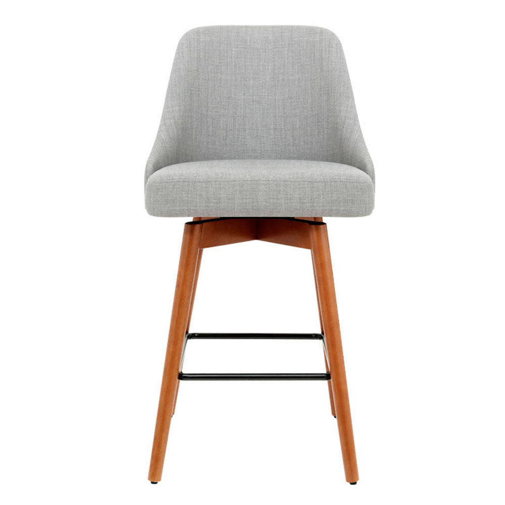 2 Pack Swivel Bar Stools with Wooden Seat in Grey - Perfect for Kitchen Island, Breakfast Nook & Home Bar Decor