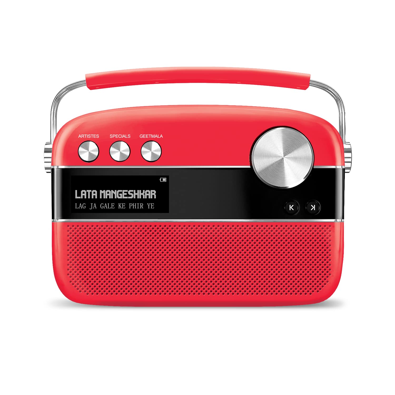 Saregama Carvaan Premium Hindi Portable Music Player - 5000 Preloaded Songs, FM/Bluetooth/AUX, Coral Pink | Perfect for Home, Travel & Gifts
