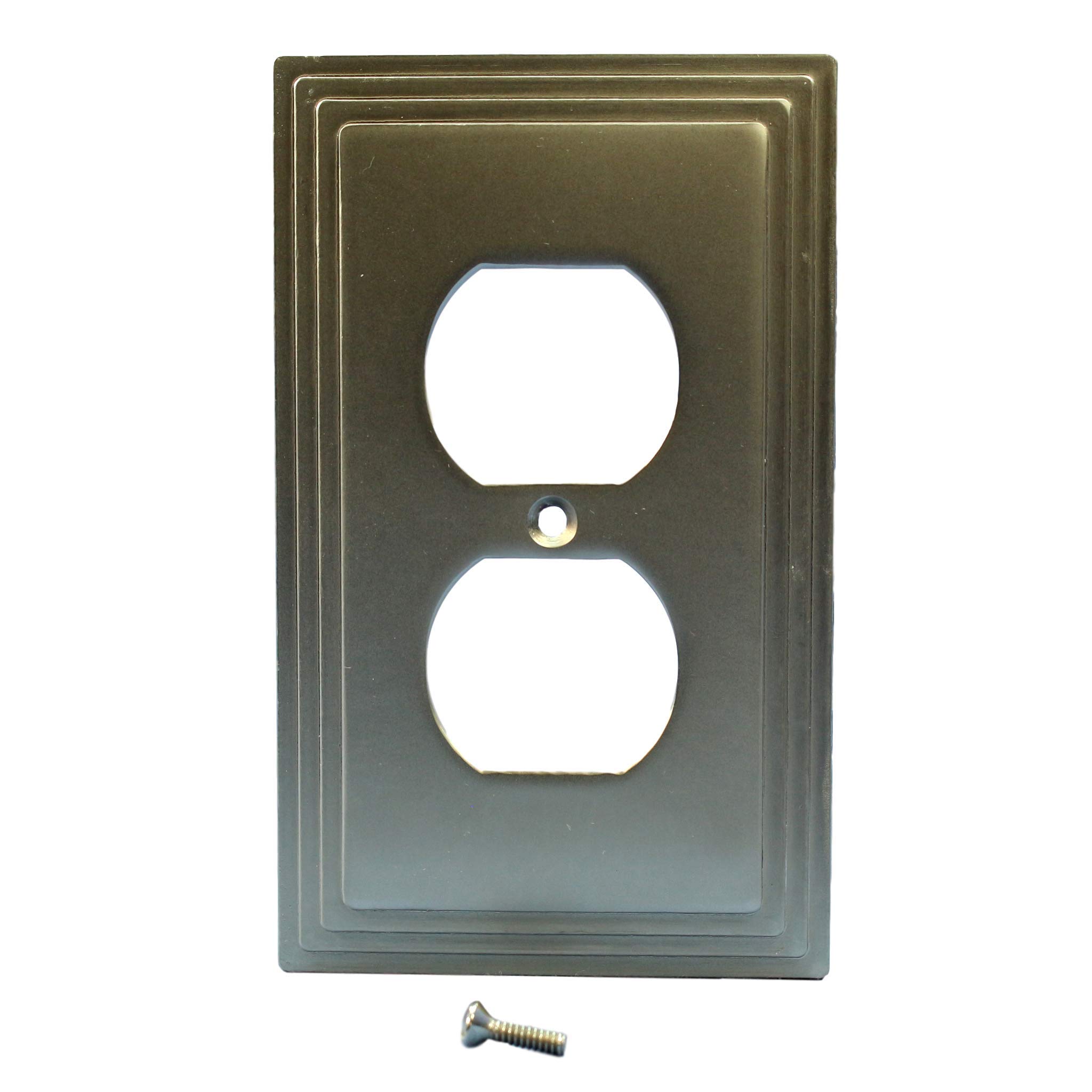 Leviton 89603-STC Satin Nickel Brushed Chrome Duplex Outlet Cover Wall Plate - Standard Size, Electrical Receptacle Cover for Home, Office & Commercial Use