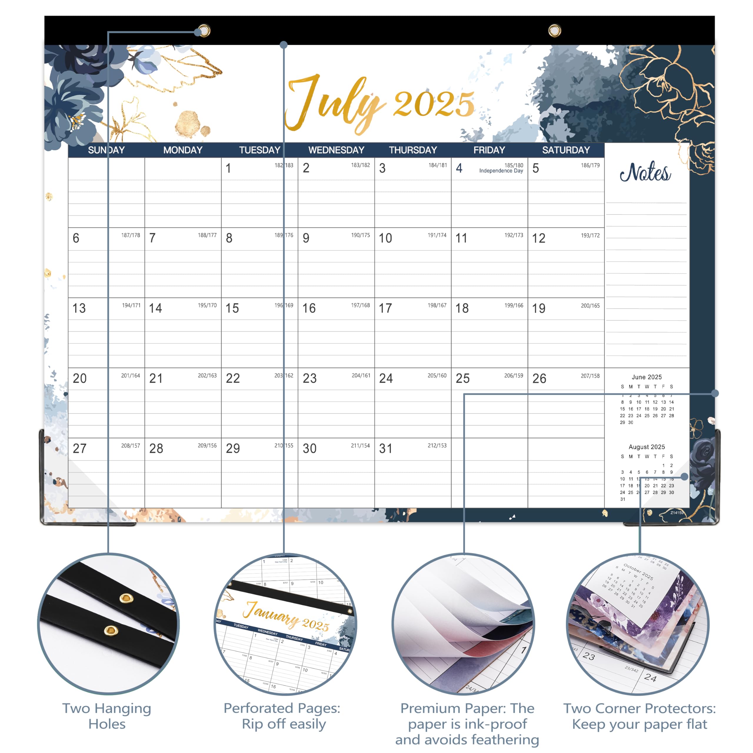 2025-2026 Monthly Desk & Wall Calendar (July 2025 - December 2026) - 14.6