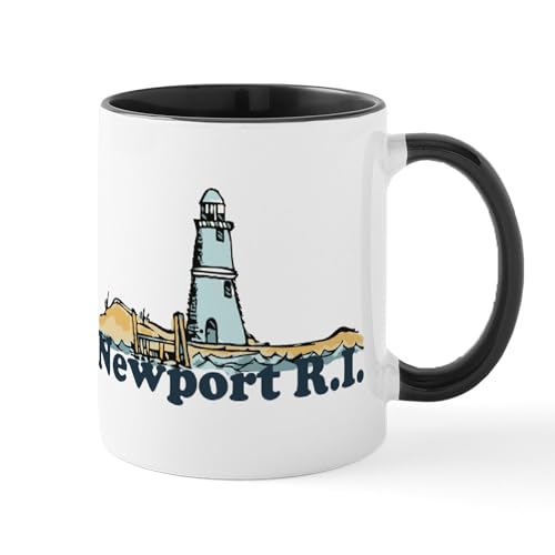 White/Black Inside - Newport Beach RI Lighthouse Design Mug