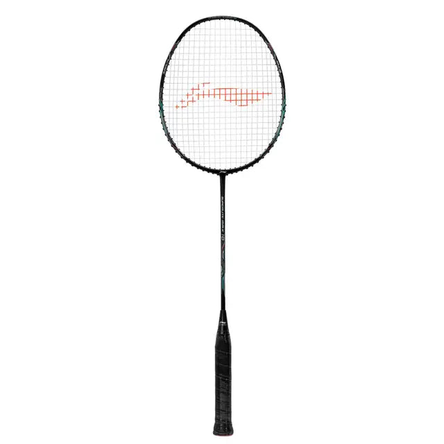 Li Ning G Force Superlite Max 10 Badminton Racket - Prestrung with Premium Black/Silver/Cyan Design | Lightweight Carbon Fiber Shuttlecock Racquet for Professional & Recreational Players | Perfect for Tournaments, Training & Casual Play