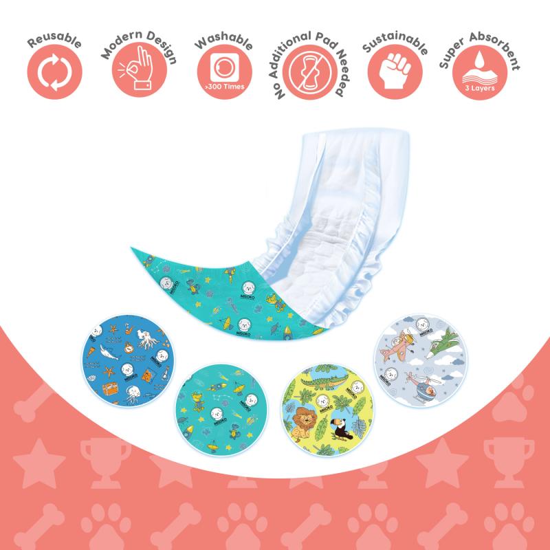 Misoko Washable Dog Diapers for Male Dogs - 3 Pack Reusable Pet Diapers for Incontinence, Training & Travel - Perfect for Holidays, Home & Outdoor Use