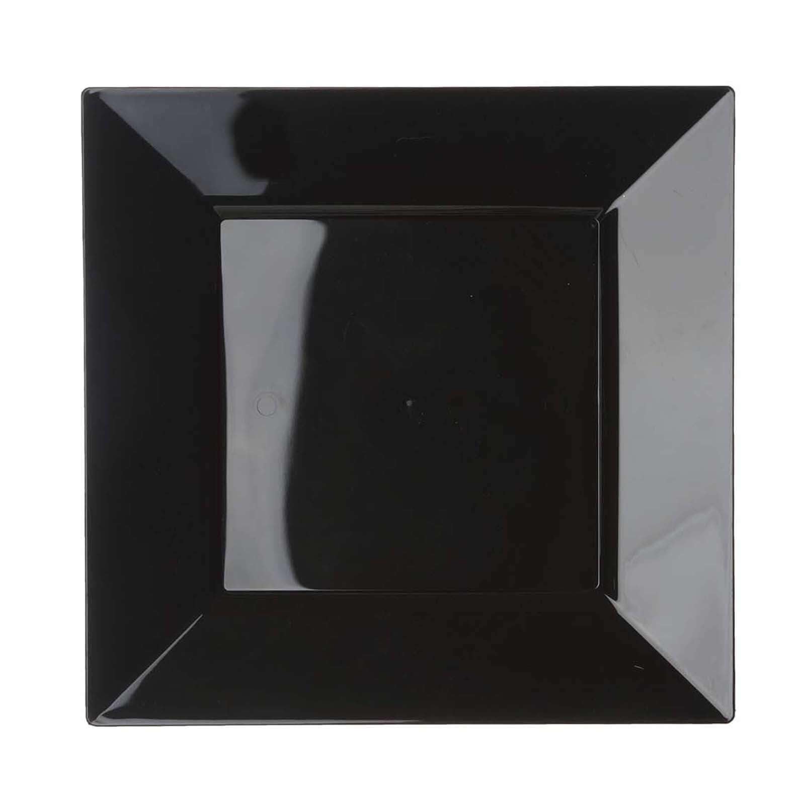 Efavormart 10 Pack - 6 Inch Black Disposable Plastic Square Salad Dessert Plates for Wedding, Birthday Party, Reception, Buffet, Catering & Restaurants - Elegant Tableware for Upscale Events & Home Entertaining
