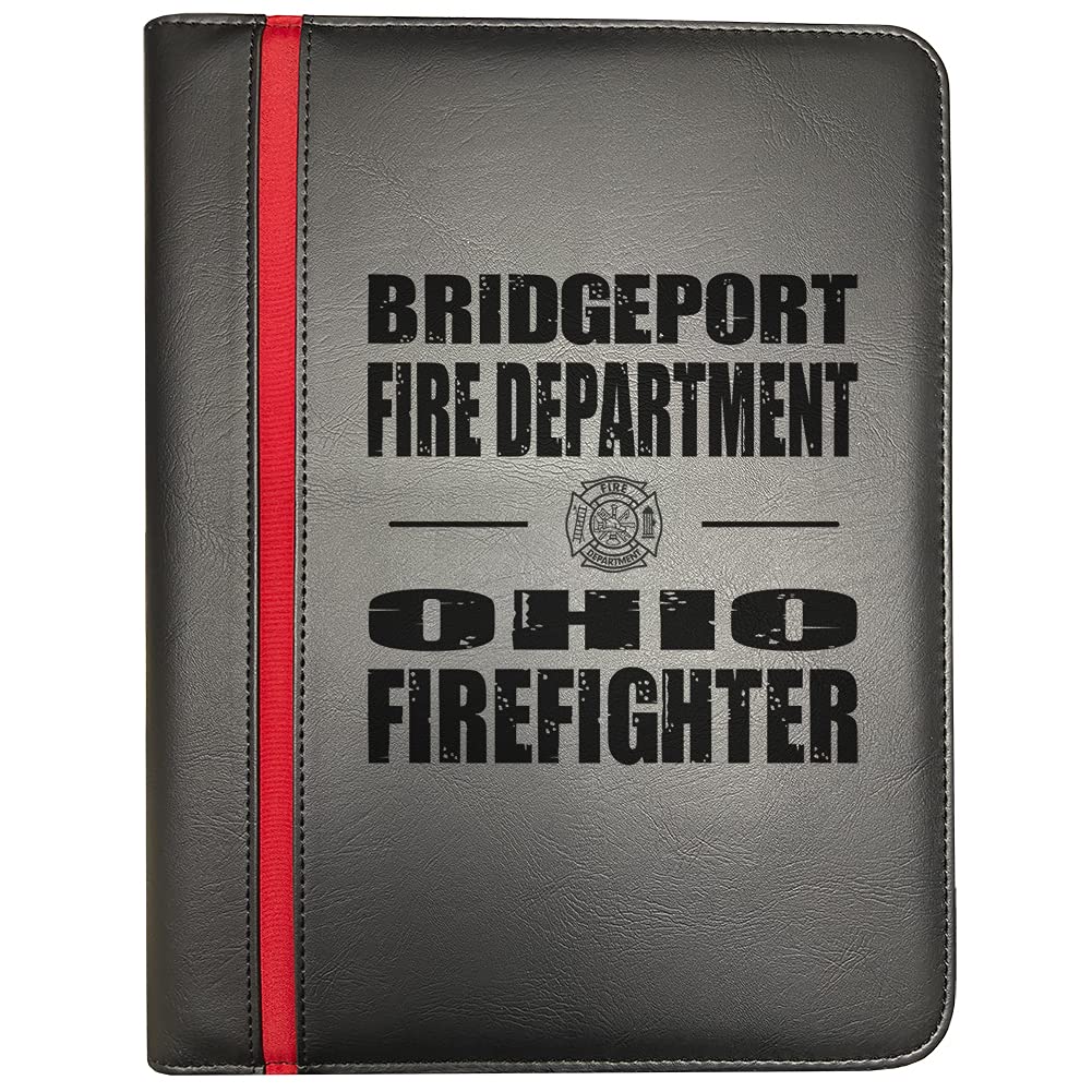 Firefighter Portfolio Organizer - Compatible with Bridgeport Ohio Fire Departments, Thin Red Line Design with Maltese Cross Decal & Firefighter's Prayer Print (Pack of 5) - Perfect for First Responders, EMS Professionals & Fire Department Meetings