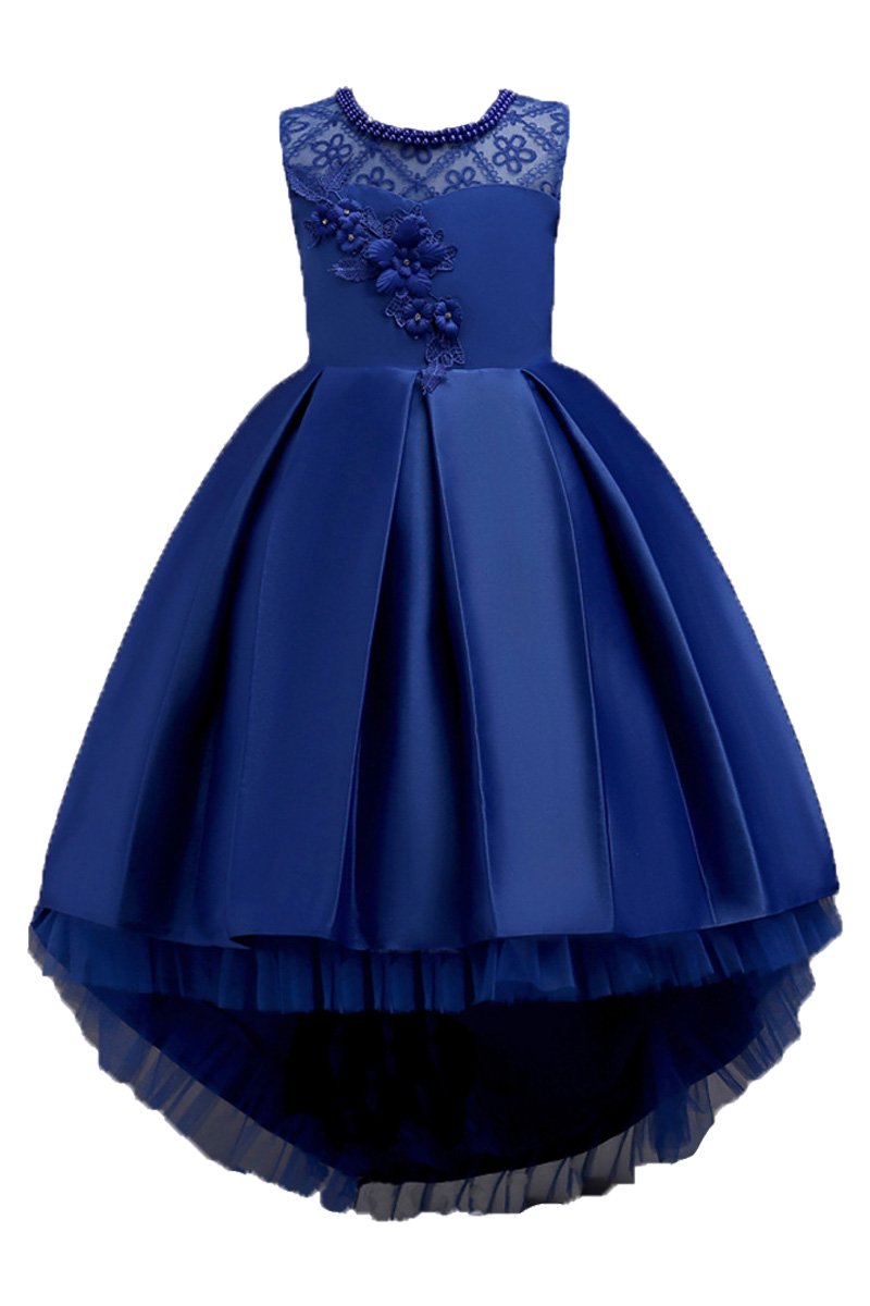 YMING Girls Wedding Party Princess Dress - Elegant Lace Tutu Tulle Maxi Ball Gown for Prom, Flower Girl, and Special Occasions