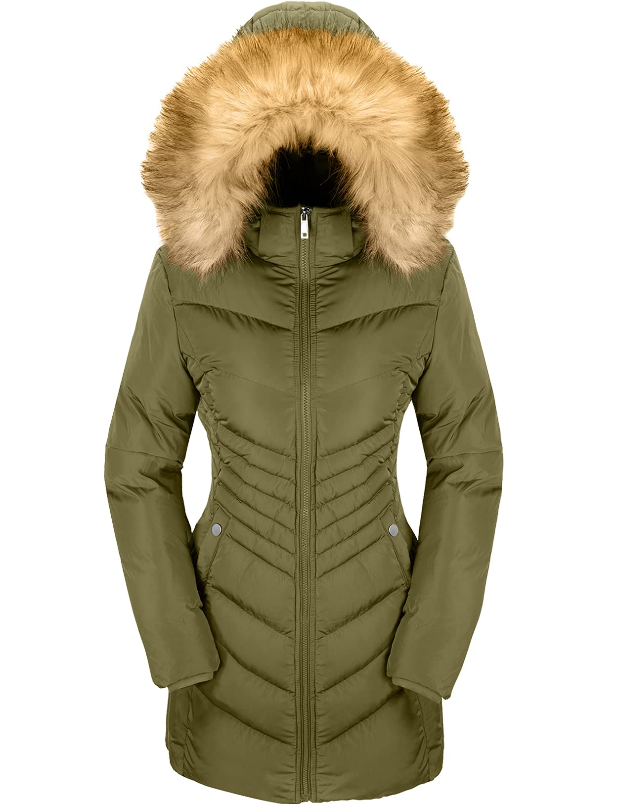 Szory Women's Winter Down Jacket - Long Puffer Parka Coat with Detachable Fur Hood | Warm & Stylish Outerwear for Cold Weather, Snow Activities & Daily Commute