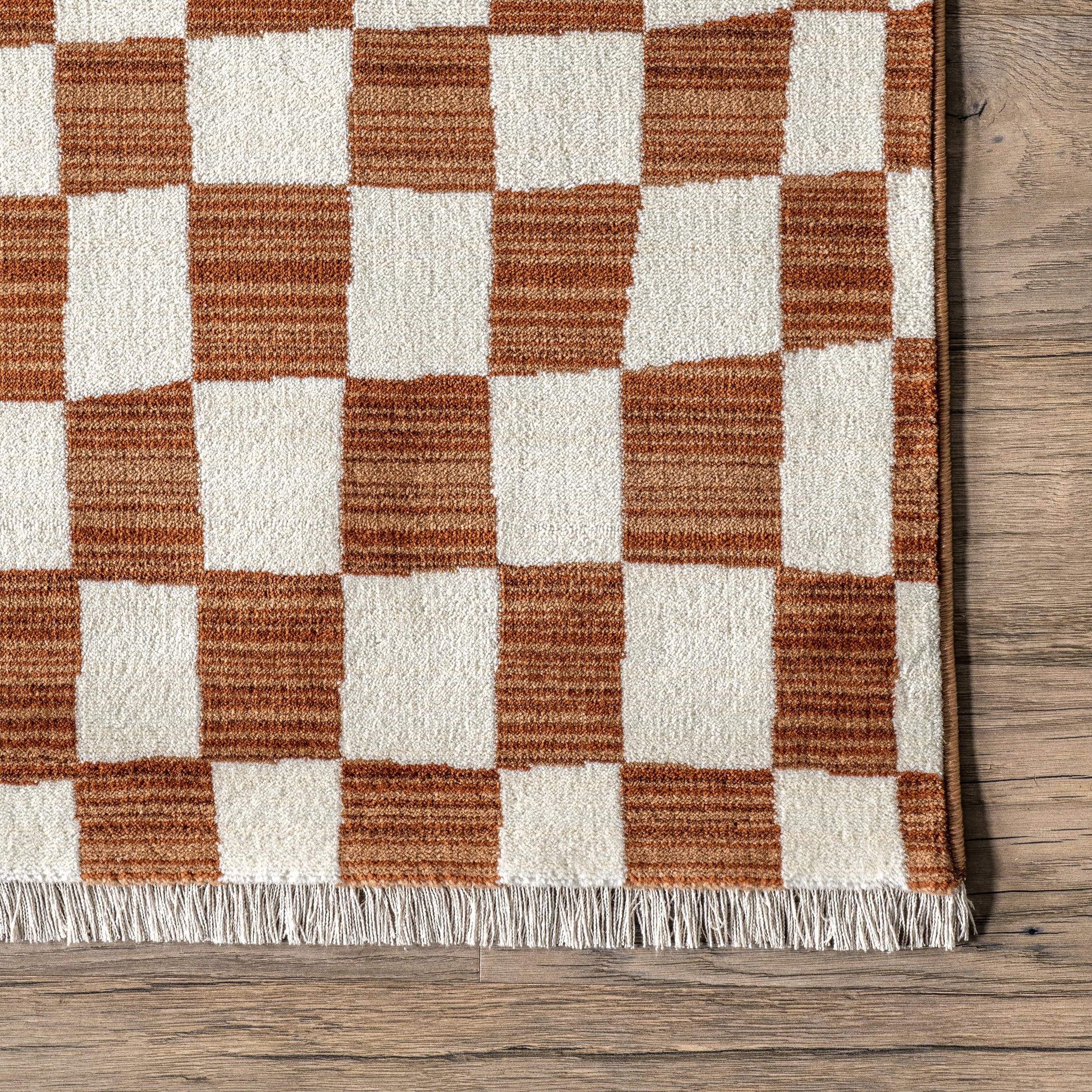 nuLOOM Fringed Performance Indoor Area Rug - Power Loomed, Easy to Clean, Durable & Non-Shedding 3x5 Feet - Dominique Orange - Perfect for Living Room, Bedroom & Office Decor