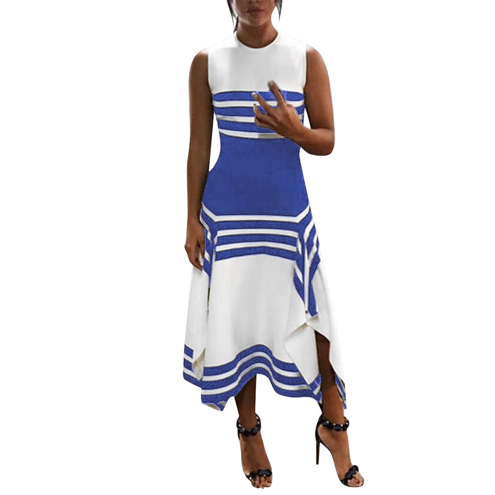Kaniem Women's Summer Spring Dresses 2022 - Cute Cold Shoulder Boho T-Shirt Dress Sleeveless Flowy Casual Dress for Women | Perfect for Beach Vacation, Date Night & Summer Outings