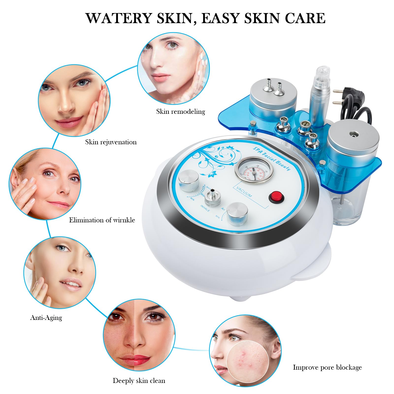 Professional Water Oxygen Jet Beauty Machine - Multifunctional Vacuum Deep Clean Hydro Dermabrasion Facial Device for Home SPA & Micro Bubble Skin Care | Perfect for Acne Treatment, Blackhead Removal & Anti-Aging Routine