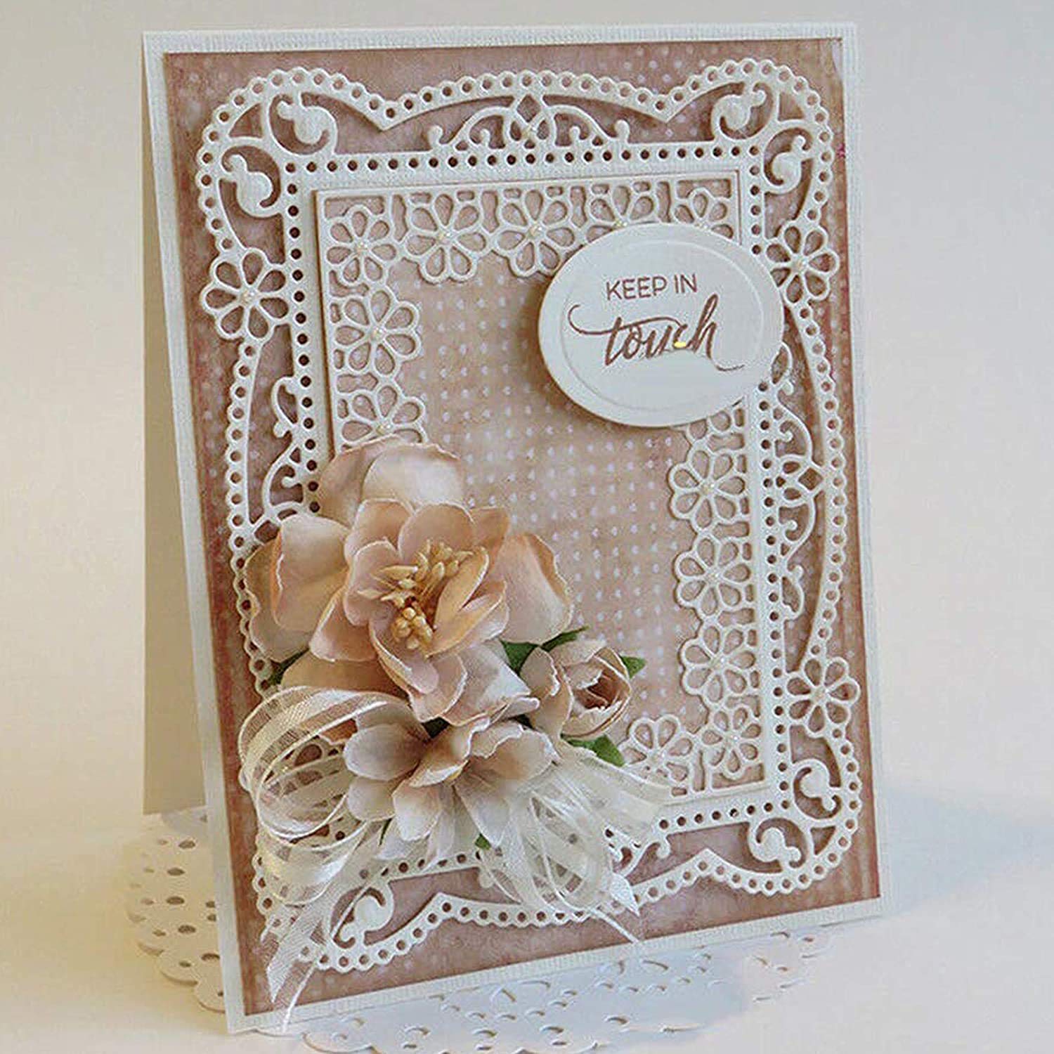 Flower Metal Die Cut Stencils for Wedding Invitations, DIY Scrapbooking, Card Making & Paper Crafts - Square Lace Border Embossing Dies for Photo Albums, Invites & Decorative Projects - Perfect for Handmade Greeting Cards, Memory Books & Craft Supplies