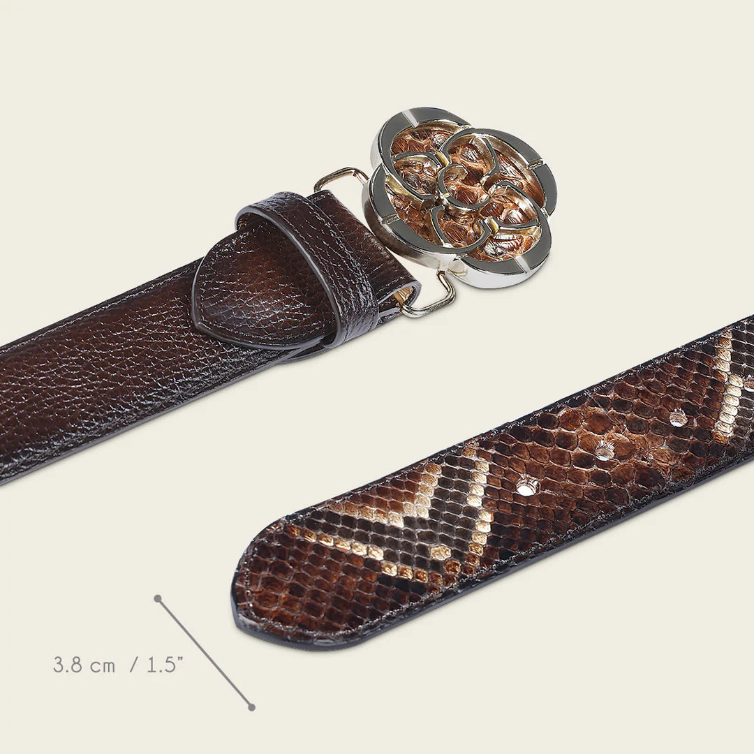 CDA32PH Cuadra Chocolate Western Cowgirl Python Belt for Women - Stylish Accessory for Country Fashion & Cowgirl Outfits