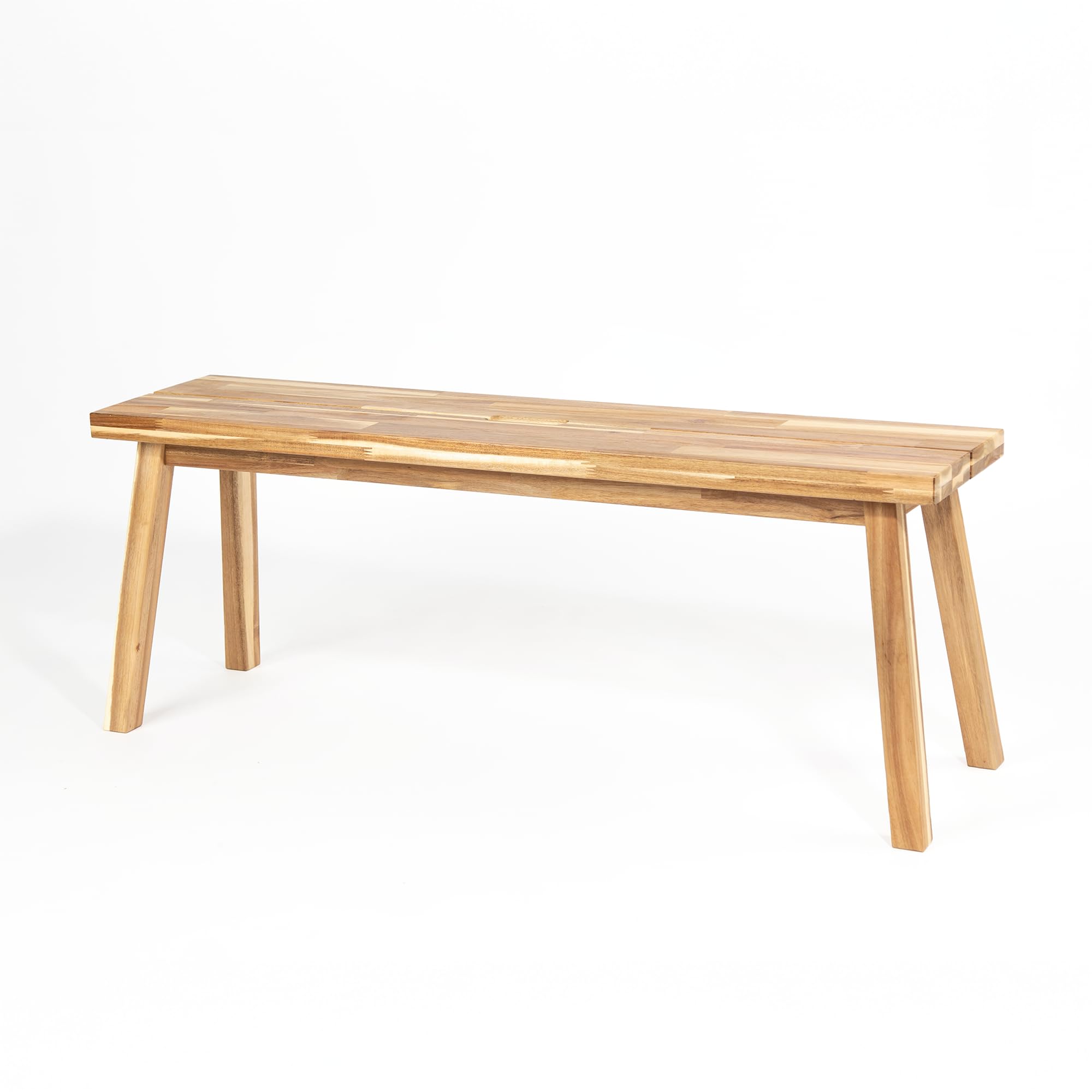 **Solid Acacia Wood Backless Bench with Wax Galvanized Finish - Easy Assembly End Table & Wooden Bench for Dining Room, Entryway, Indoor Decor (47 Inches) - Perfect for Plants, Seating & Stylish Home Furnishing**