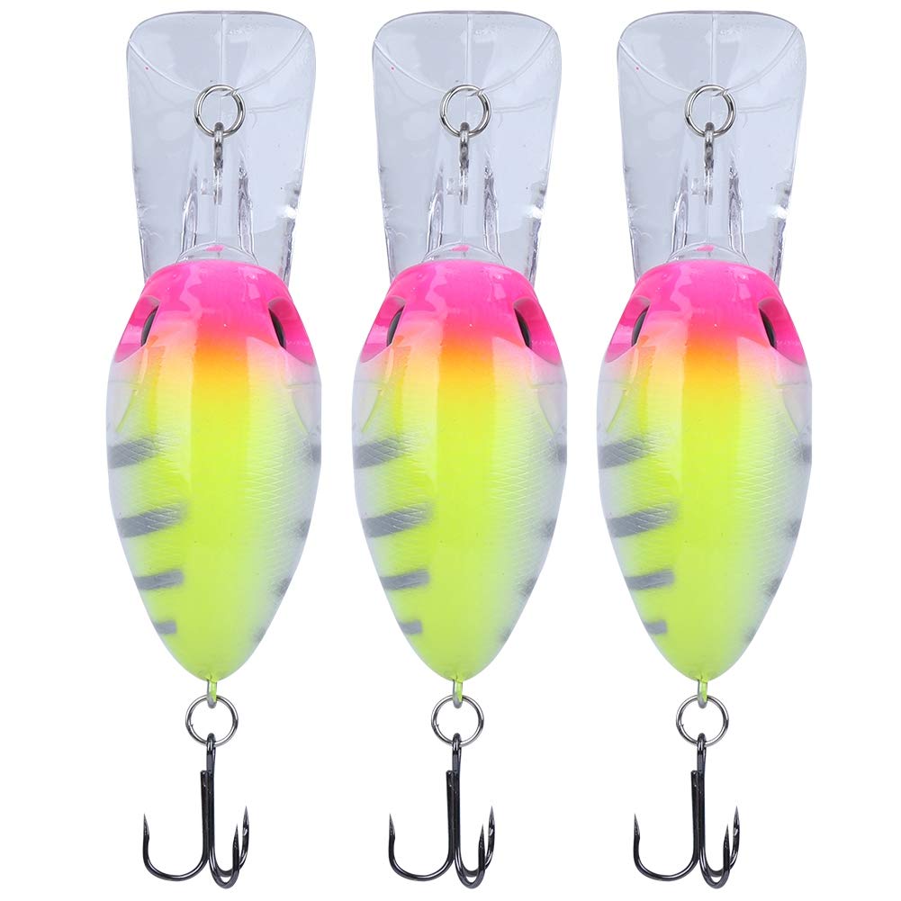Keenso 3Pcs Deep Diving Fishing Lures Kit with Sharp Hooks for Bass Trout Fishing