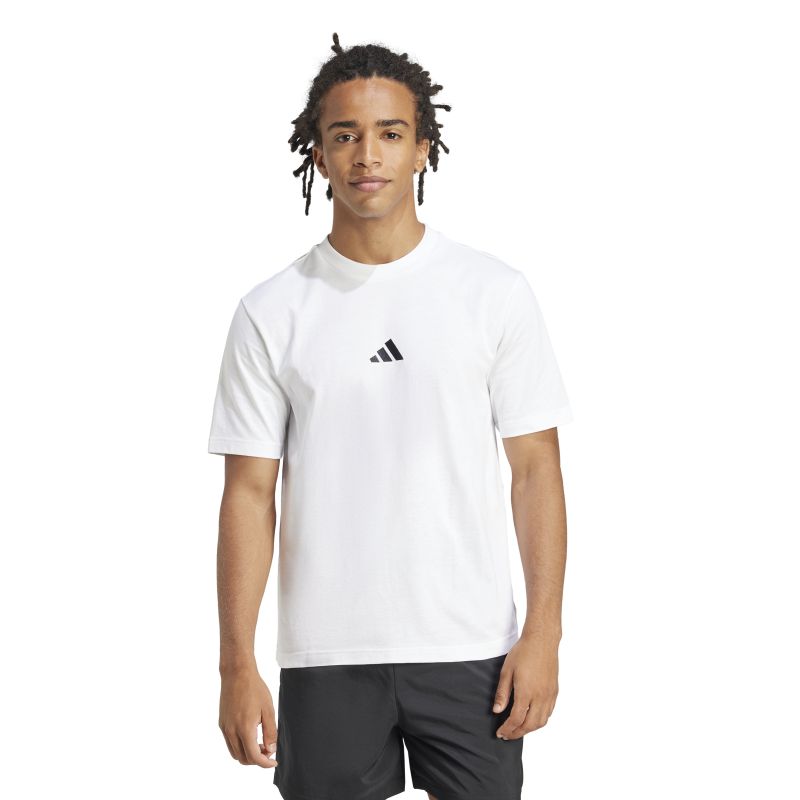 Adidas Men's Essentials Small Logo T-Shirt - Comfortable Cotton Jersey Tee for Casual Wear, Gym & Everyday Outfits