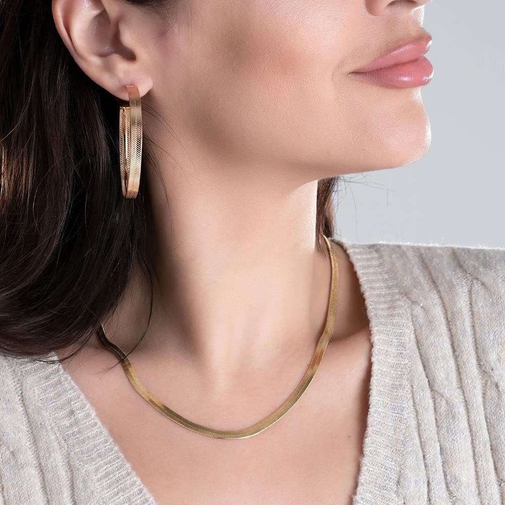14K Gold Plated Handmade Choker Necklace for Women - Adjustable Snake Link Chain with Cross, Star & Moon Charms | Dainty Gold Necklace Jewelry for Everyday Wear, Parties & Gifts