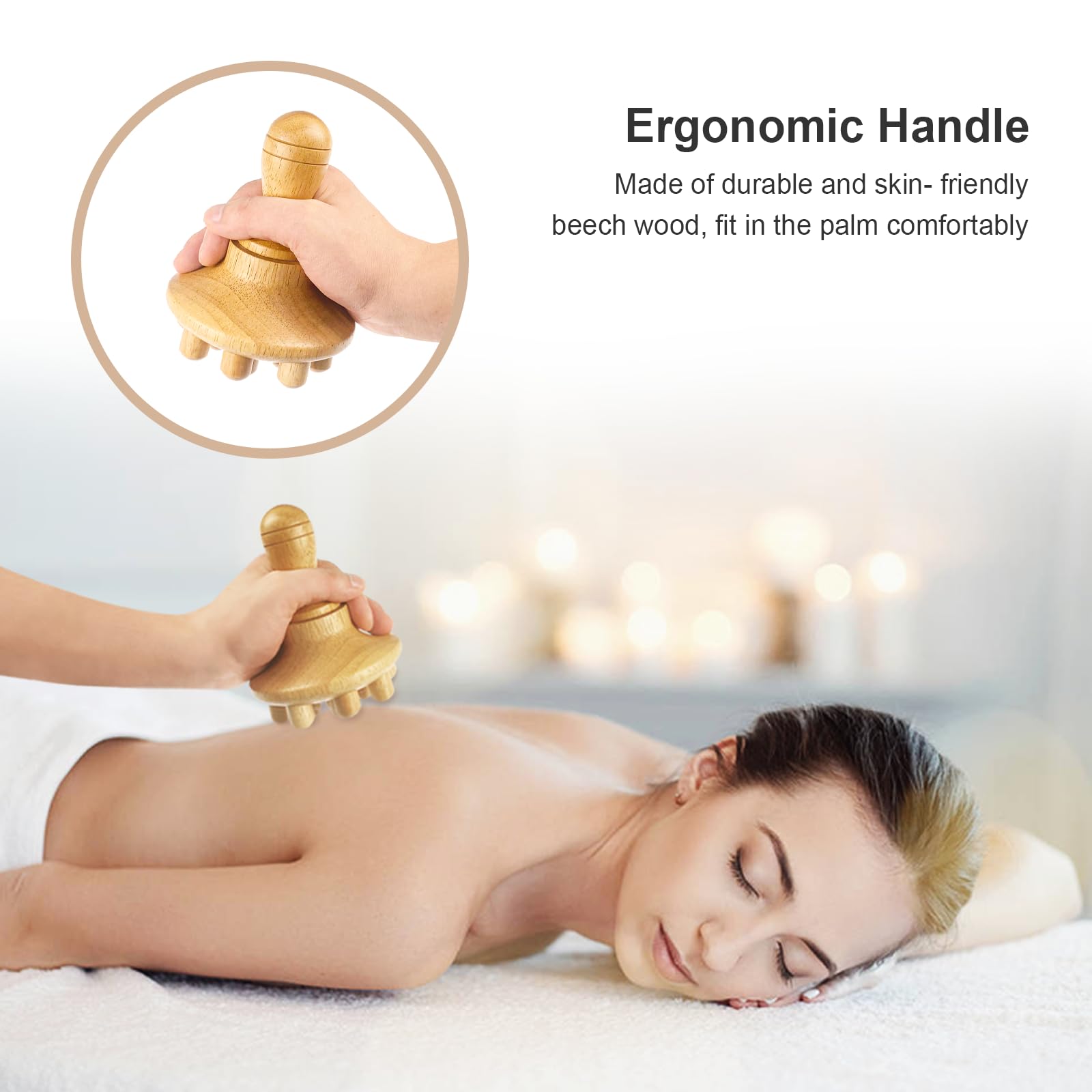 Wood Therapy Massage Tool - Handheld Wooden Lymphatic Drainage Body Sculpting Massager for Muscle Relaxation & Physical Therapy - 5.5 x 4.3 Inch Gua Sha Wooden Scraper - Perfect for Post-Workout Recovery & Spa Treatments
