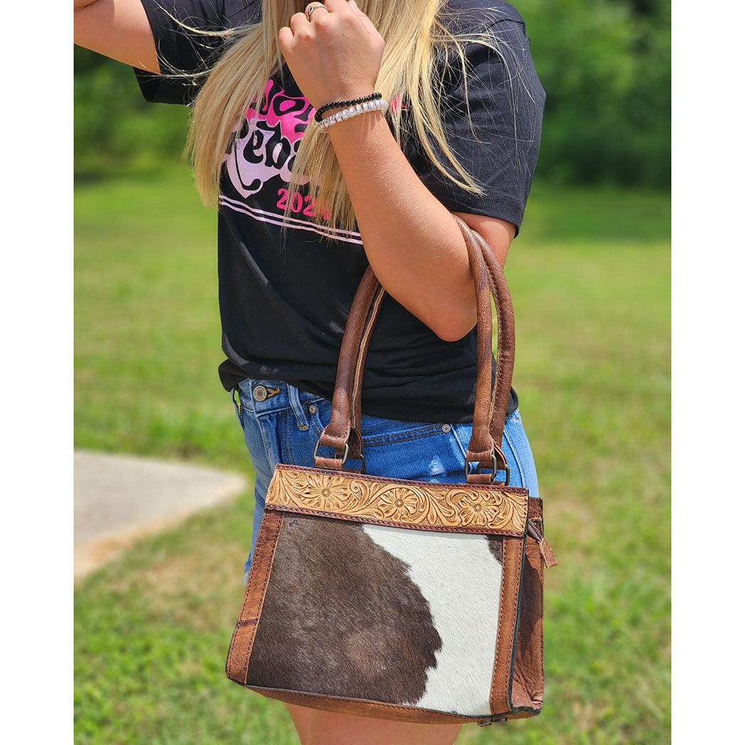 American Darling Genuine Cowhide Tooled Leather Handbag for Women - Vintage Western Style Purse for Everyday Use, Date Nights & Special Occasions
