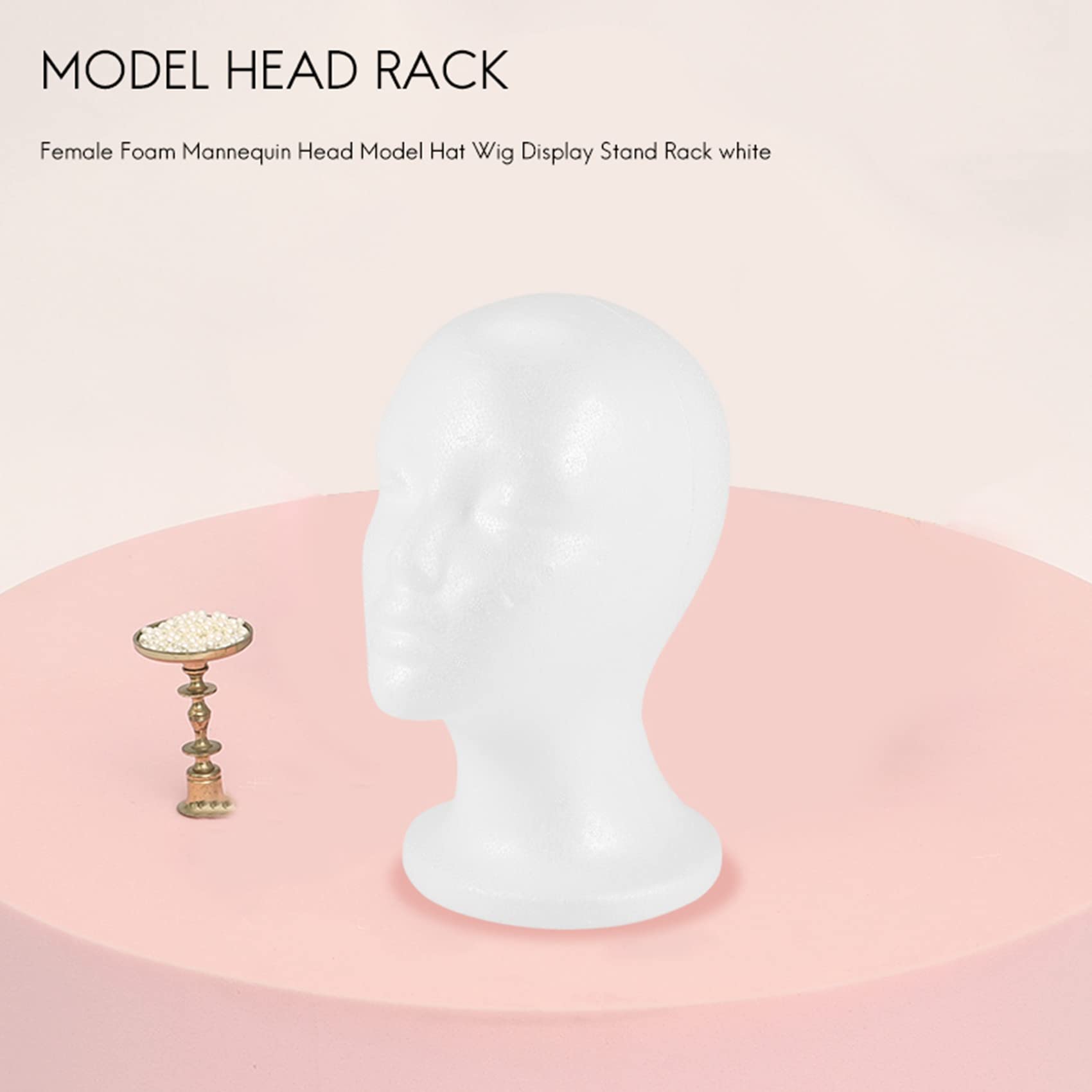 White Female Foam Mannequin Head for Hat & Wig Display - Perfect for Salon, Beauty Shop, and Home Hairstyling Practice