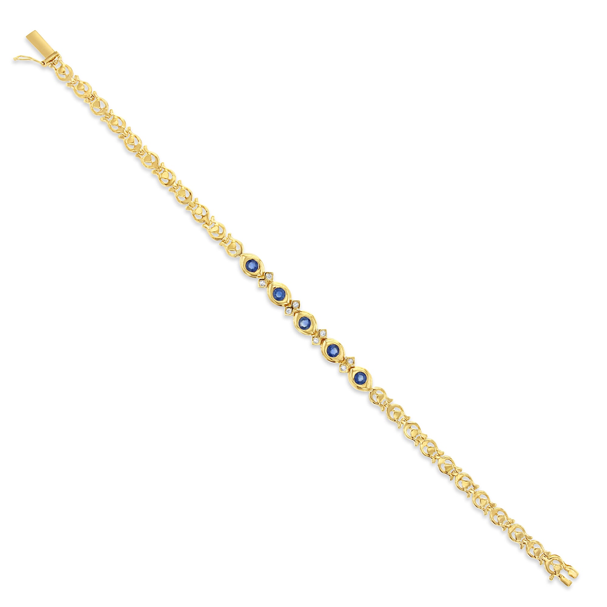 14K Yellow Gold Sapphire Diamond Tennis Bracelet - 0.75cttw Elegant Jewelry for Women, Perfect for Weddings, Anniversaries & Special Occasions