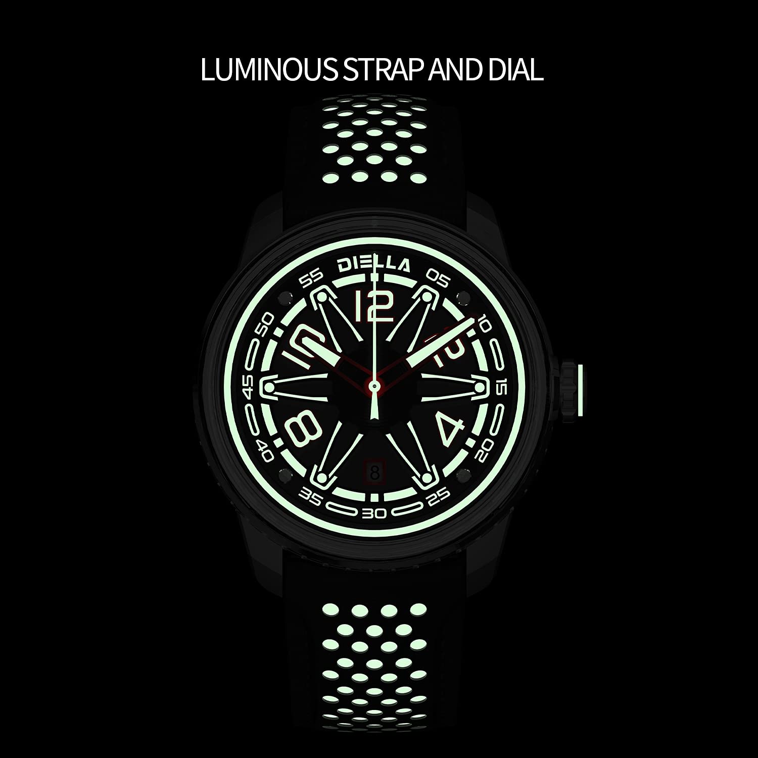 Diella Automatic Men's Watch - Black Leather Strap, Mechanical Movement, Waterproof, Luminous Hands, Date Display (Model AD6029) | Perfect for Business, Formal Occasions & Everyday Wear