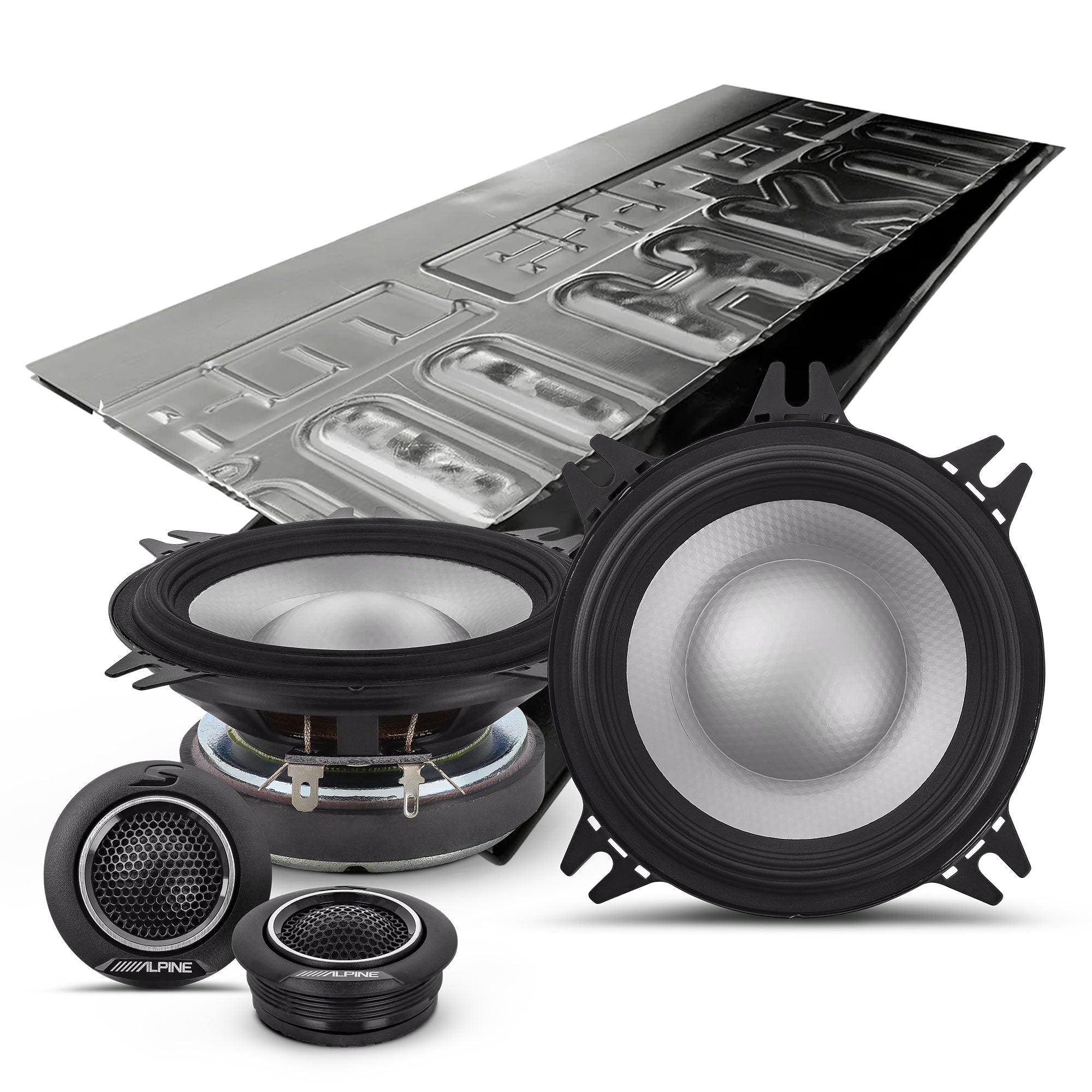 Alpine S2-S40C 4-Inch 2-Way Hi-Res Car Speakers with Sound Damping Kit - Premium Audio Upgrade for Cars, Trucks & SUVs (Perfect for Door Panel Installation & Enhanced Bass Performance)