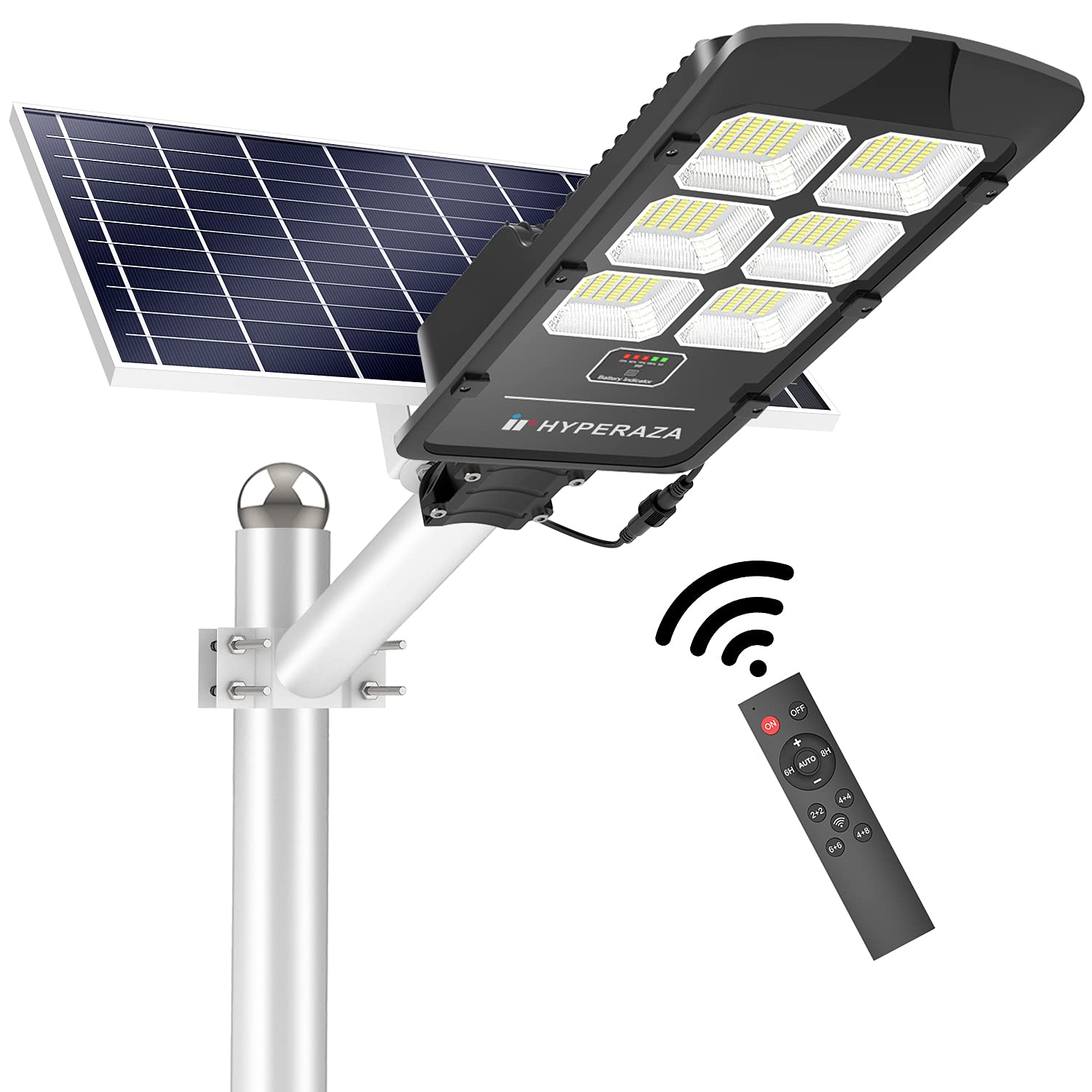 300W Solar Street Light Outdoor - 15000 Lumens LED Dusk to Dawn Security Light with Motion Sensor & Remote Control, 6000K Daylight White - Perfect for Yard, Garden, Street, Parking Lot & Pathway Lighting