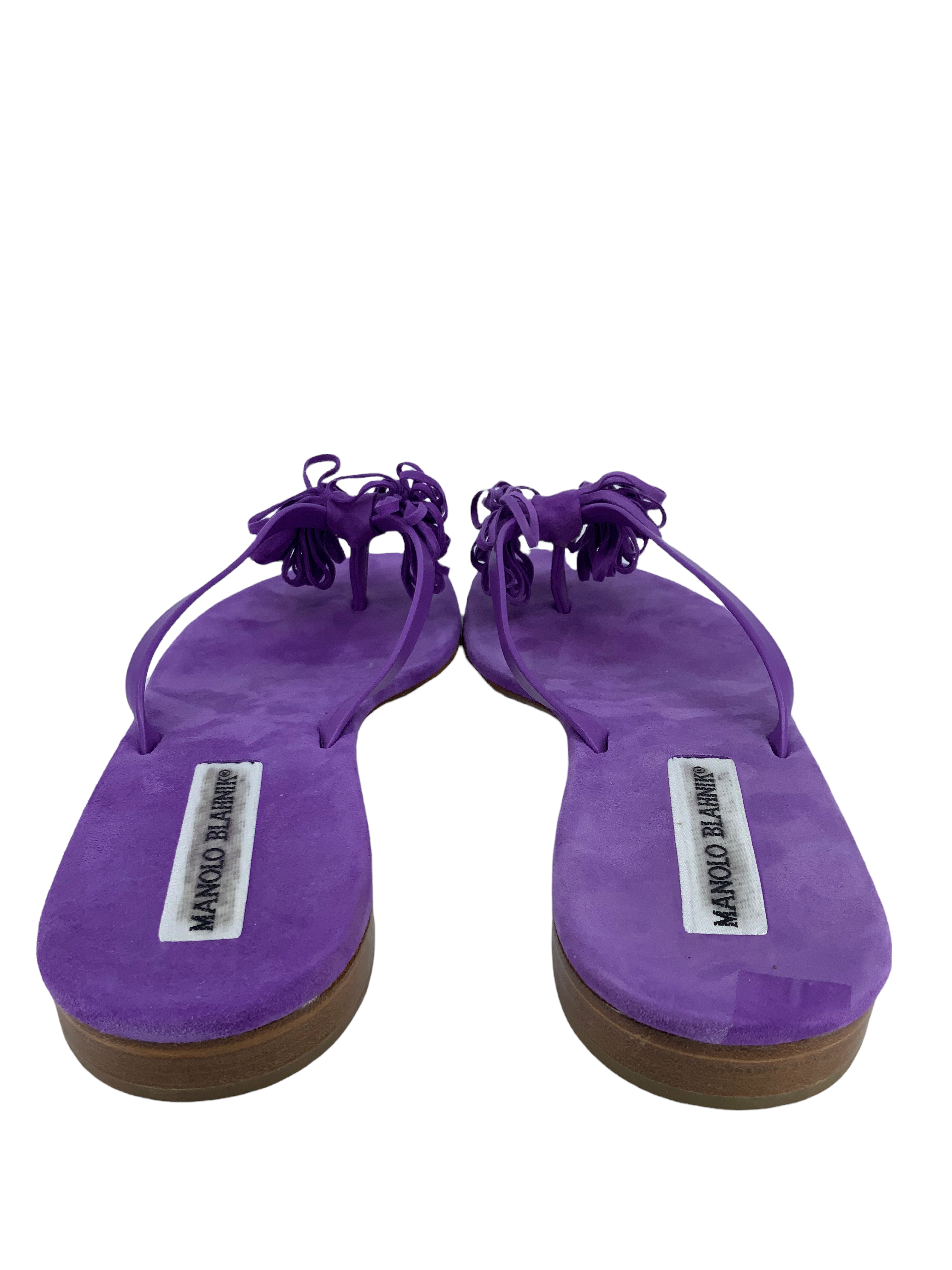 Manolo Blahnik Suede Tassel Thong Sandals for Women - Size 11 | Comfortable Summer Flip Flops for Beach, Pool & Casual Outings