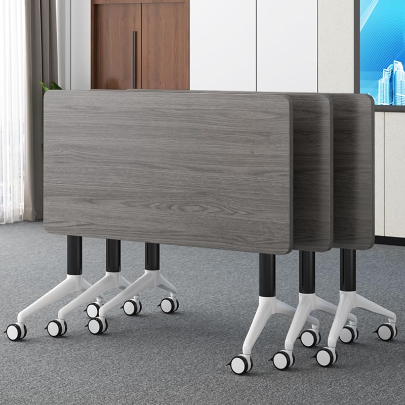 Flip-Top Folding Conference Table - Mobile & Adjustable Seminar Table for Offices, Classrooms & Meeting Rooms (Gray, 63×23.6×29.5in) - Perfect for Dynamic Meetings, Training Sessions & Collaborative Workspaces