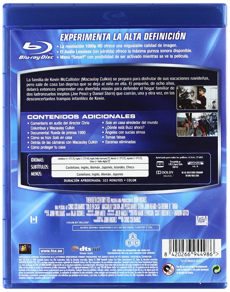 Solo en Casa Blu-ray - Home Alone Movie on Blu-ray Disc for Family Movie Night & Holiday Entertainment