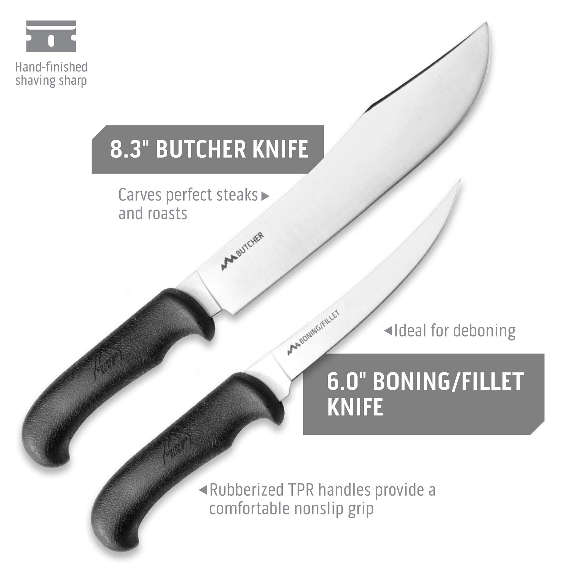 Outdoor Edge Game Processor 12-Piece Hunting Knife Set - Caping & Boning Knives, Skinning Knife, Bone Saw, Game Shears, Sharpener & Rib Spreader in Hard Case | Premium Butcher Knife Kit for Deer, Elk & Wild Game Processing | Perfect for Hunting, Field Dressing & Meat Preparation