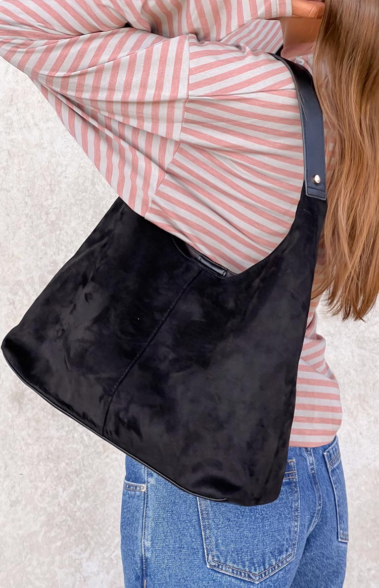 Billini Tammy Black Suede Shoulder Bag for Women - Stylish Crossbody Purse with Adjustable Strap, Perfect for Work, Travel & Everyday Use