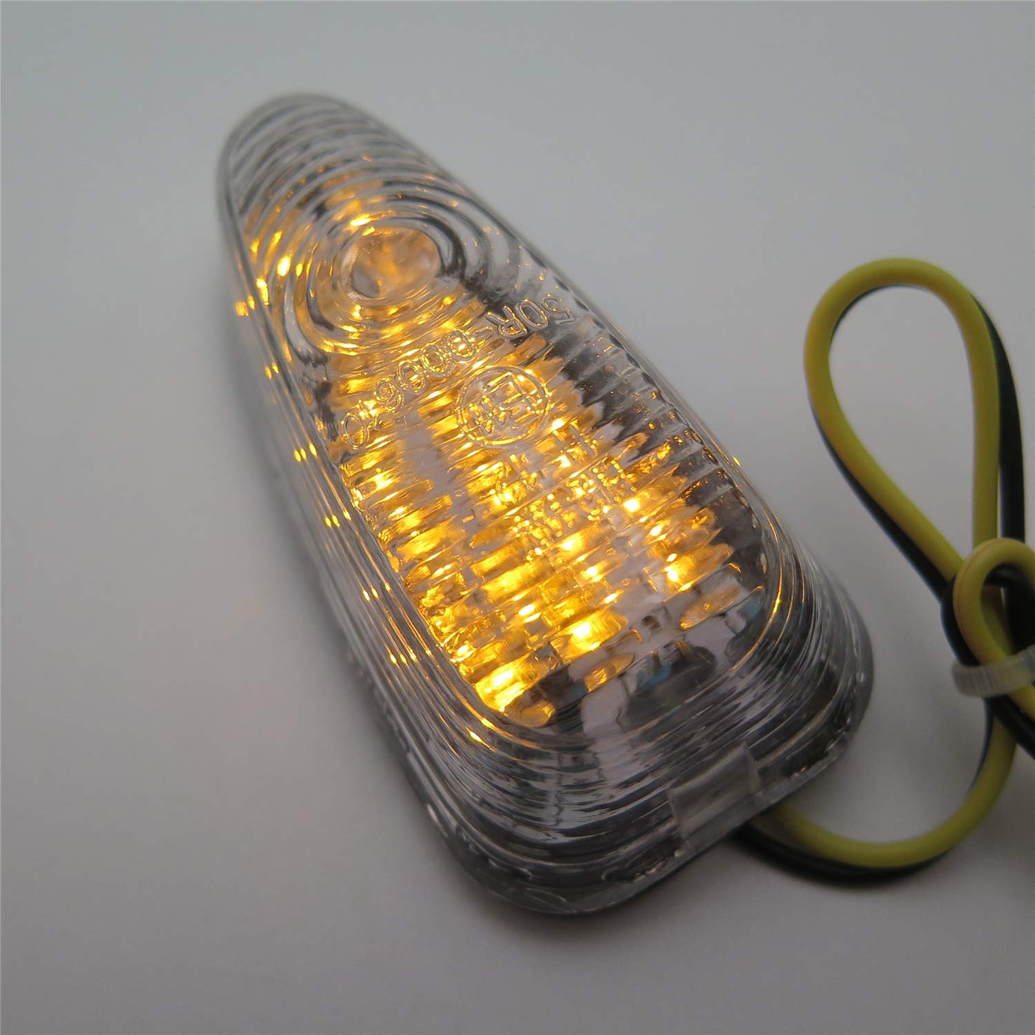 Universal LED Turn Signal Lights - Clear Flush Mount Motorcycle Blinkers for Harley, Honda, Kawasaki - Waterproof, Durable Bike Indicators for Night Riding & Safety Enhancement