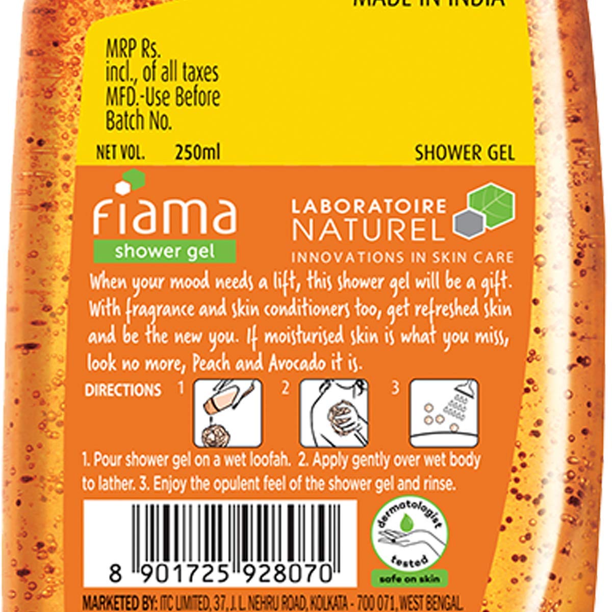 Fiama Patchouli & Macadamia Pure Indulgence Shower Gel 250ml + Peach & Avocado Moisturizing Shower Gel 250ml - Natural Skin Conditioners for Soft, Hydrated Skin | Perfect for Daily Shower & Spa Relaxation at Home