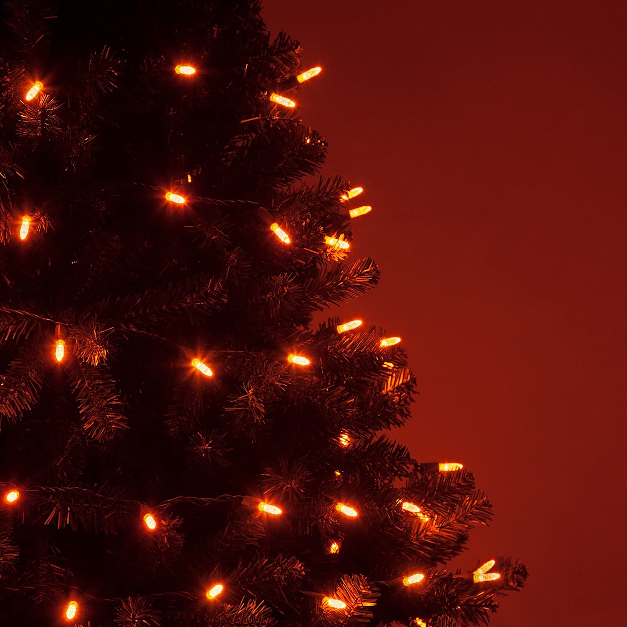 70 M5 Amber LED Christmas Lights with Green Wire - 4
