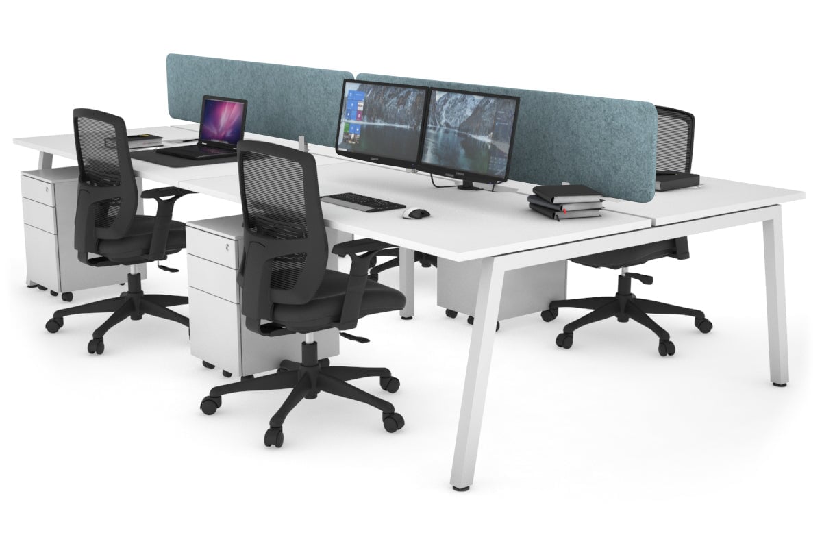 Quadro 4-Person Office Workstation Desk - 1200L x 800W with Cable Management Scallop - Perfect for Collaborative Workspaces, Team Meetings & Open Office Environments