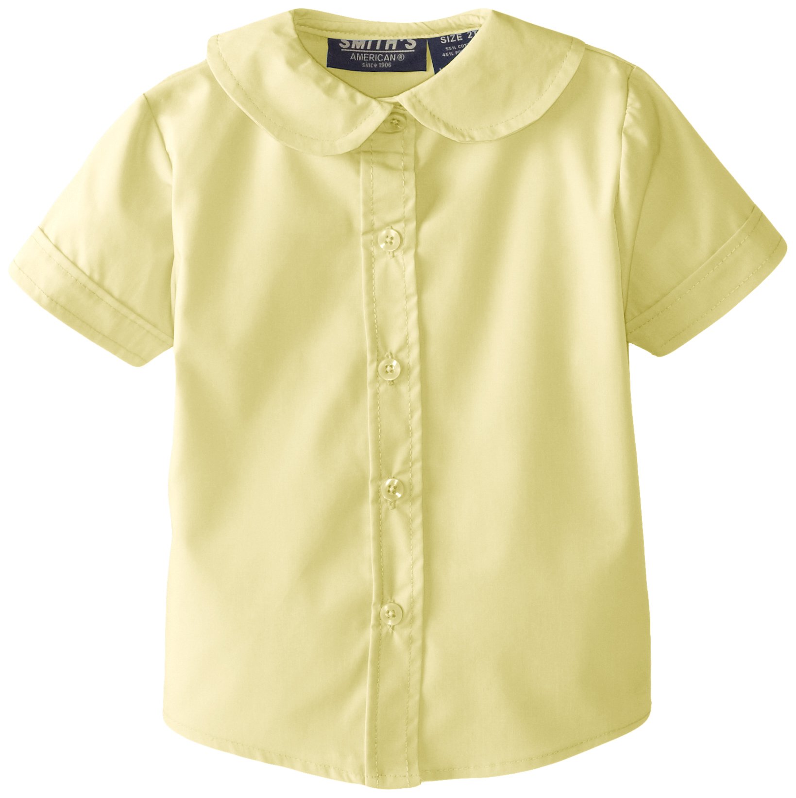 Smith's American Girls' Peter Pan Collar Poplin Blouse - Classic White Cotton Top for School, Church & Special Occasions