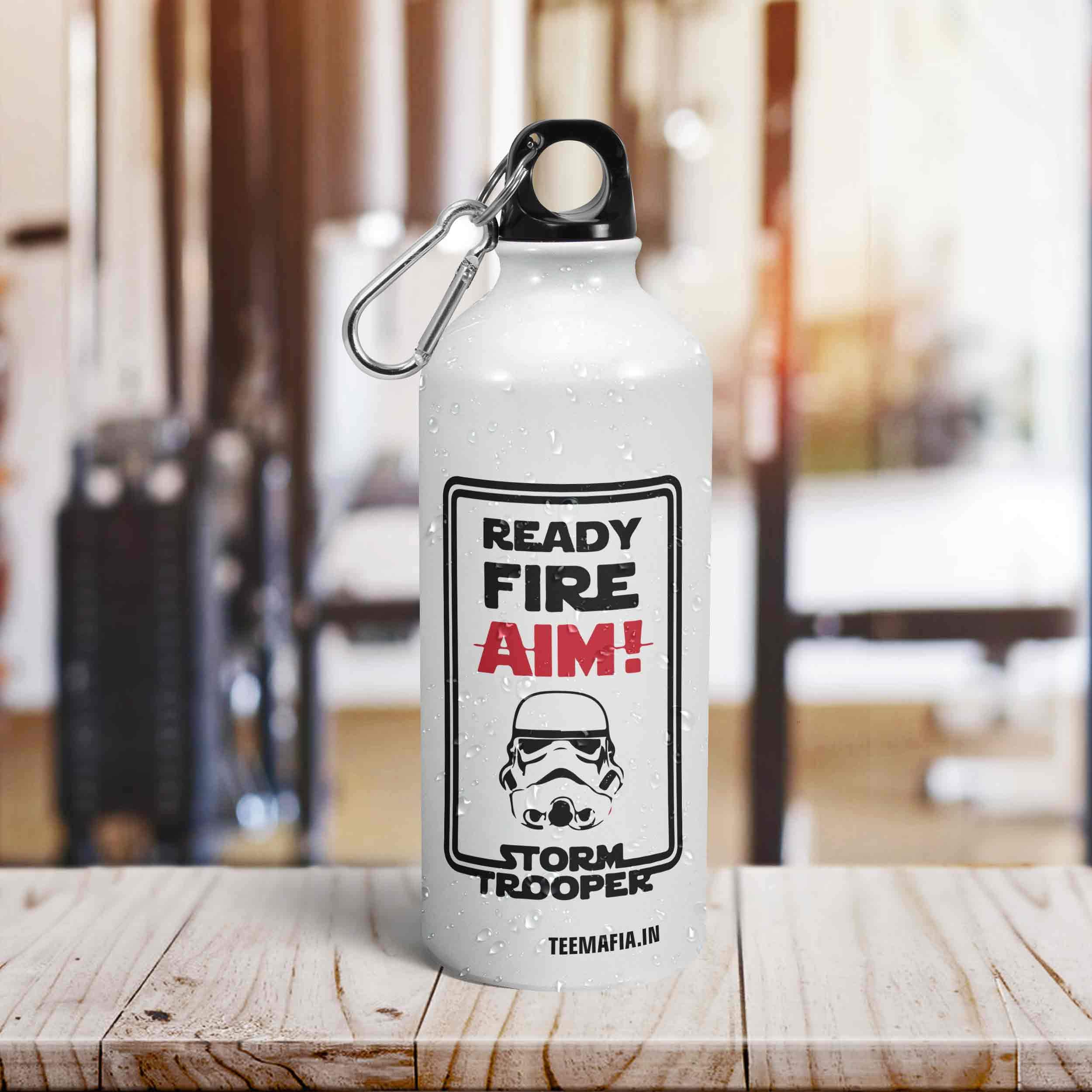 Tee Mafia® Star Wars Stormtrooper Printed Sipper Bottle - 600ml, Multicolor | Ready! Fire! Aim! Design | Reusable Water Bottle for Gym, Office & Outdoor Activities