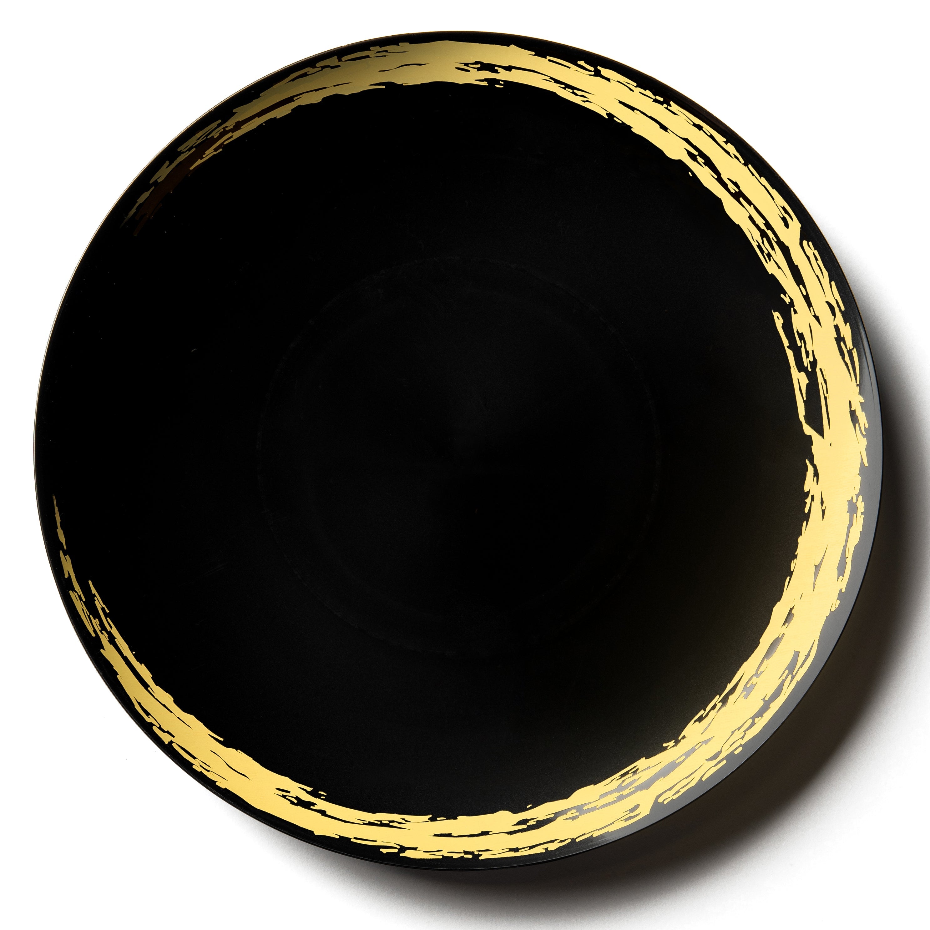 Elegant Black and Gold Round Plastic Plates Set - Durable Disposable Dinnerware for Parties, Weddings, and Events - Perfect for Catering, Picnics, and Home Entertaining