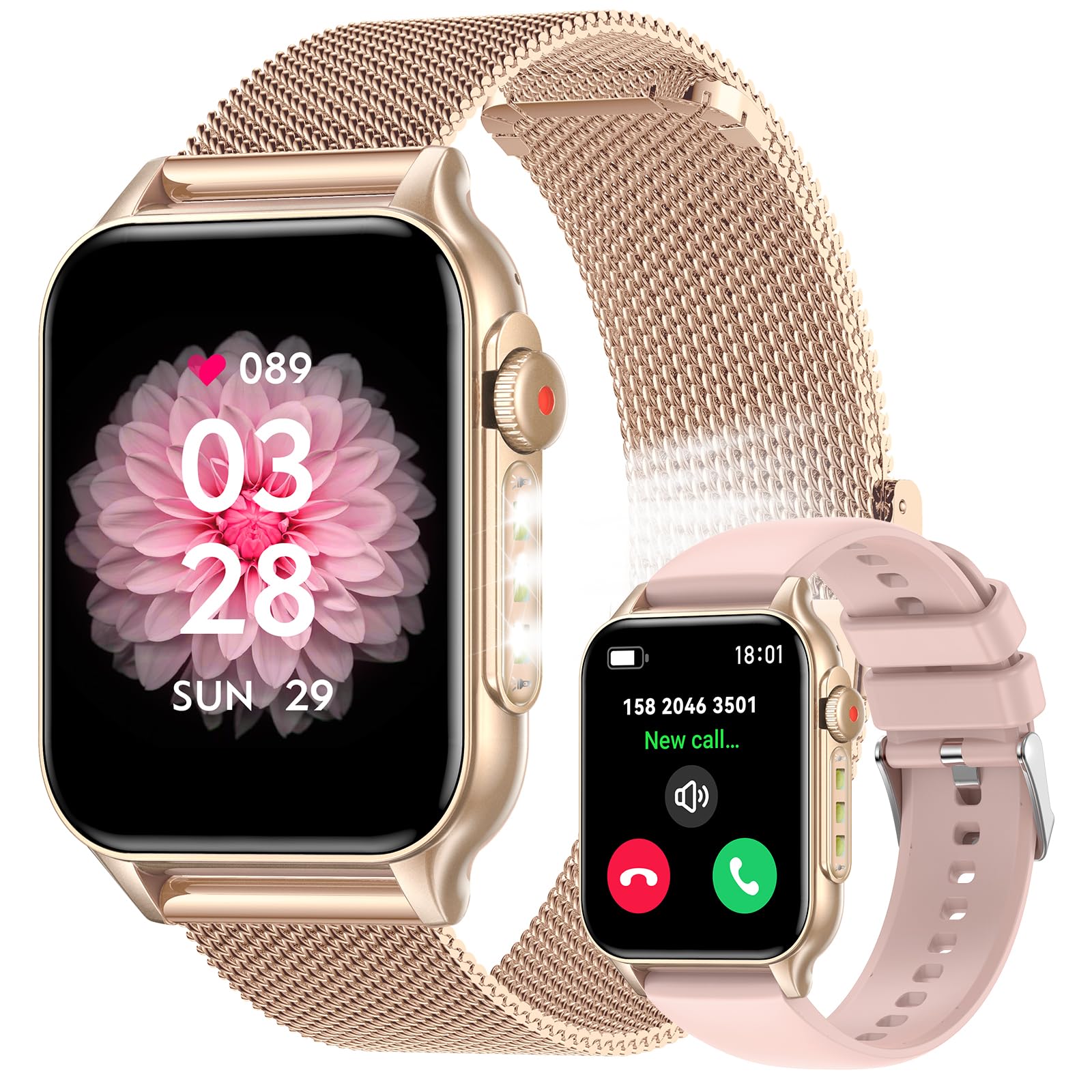 Smart Watch for Women with Call Function & LED Flashlight - 1.96