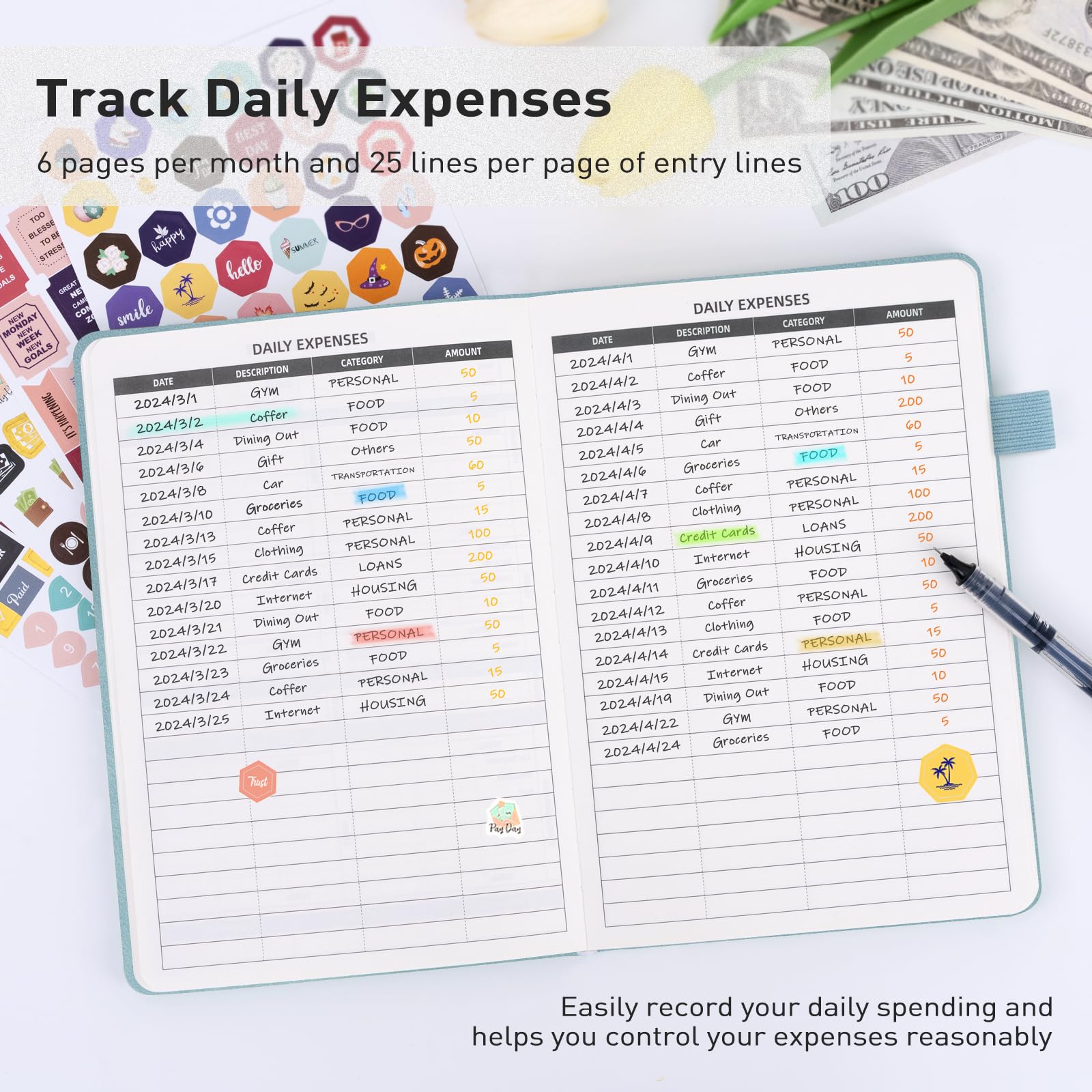 WEMATE 2025 Monthly Budget Planner - Undated Expense Tracker Notebook & Financial Organizer | 12-Month Bill Organizer, A5 Account Book for Money Management (Blue) | Perfect for Personal Finance, Household Budgeting & Financial Goal Tracking