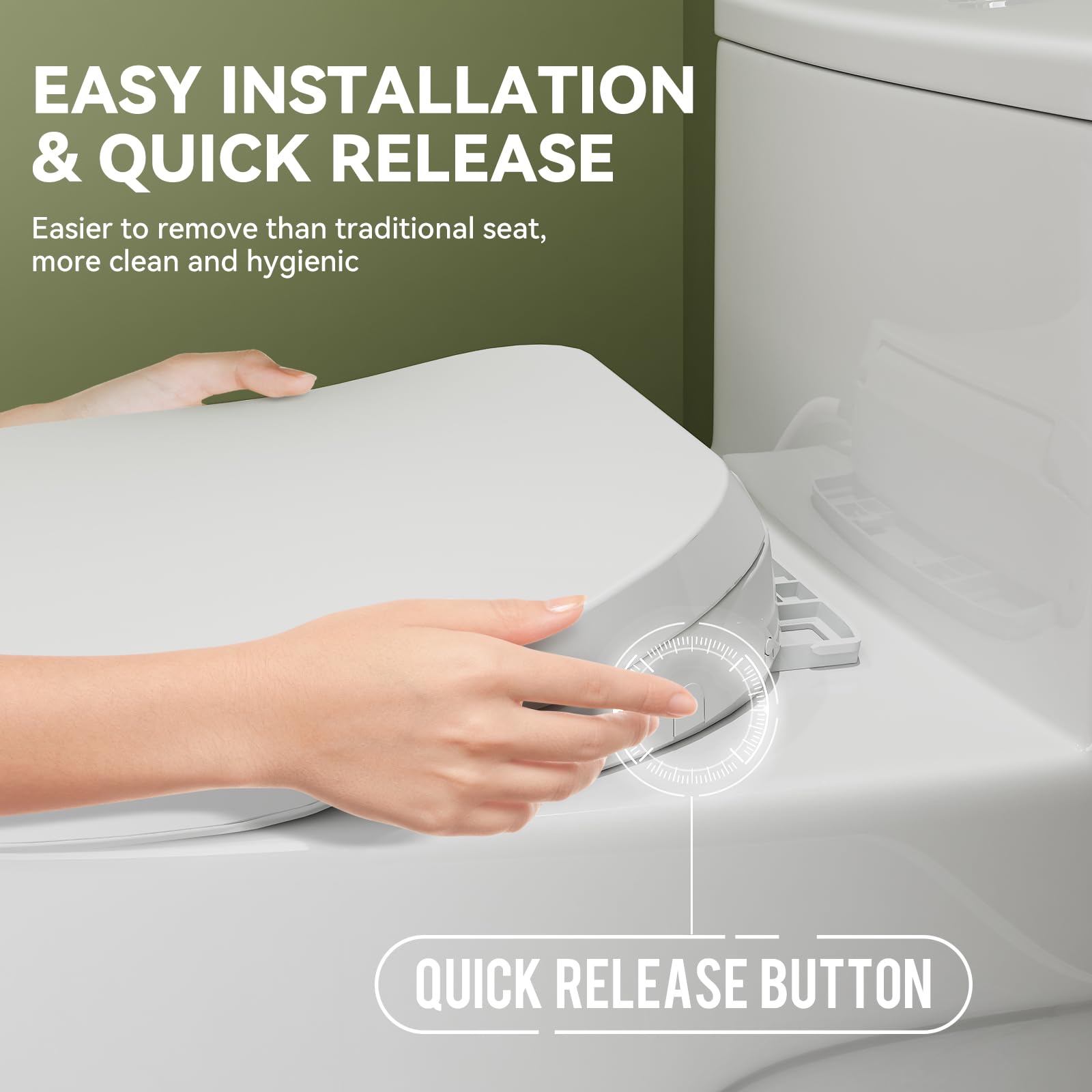 HOROW T0338W One Piece Toilet with Non-Electric Bidet Seat - Elongated ADA Compliant Chair Height Toilet with Adjustable Nozzles, Dual Flush & Soft Close Seat - White (MAP 1000g) - Perfect for Modern Bathrooms, Elderly-Friendly Homes & Water-Saving Households