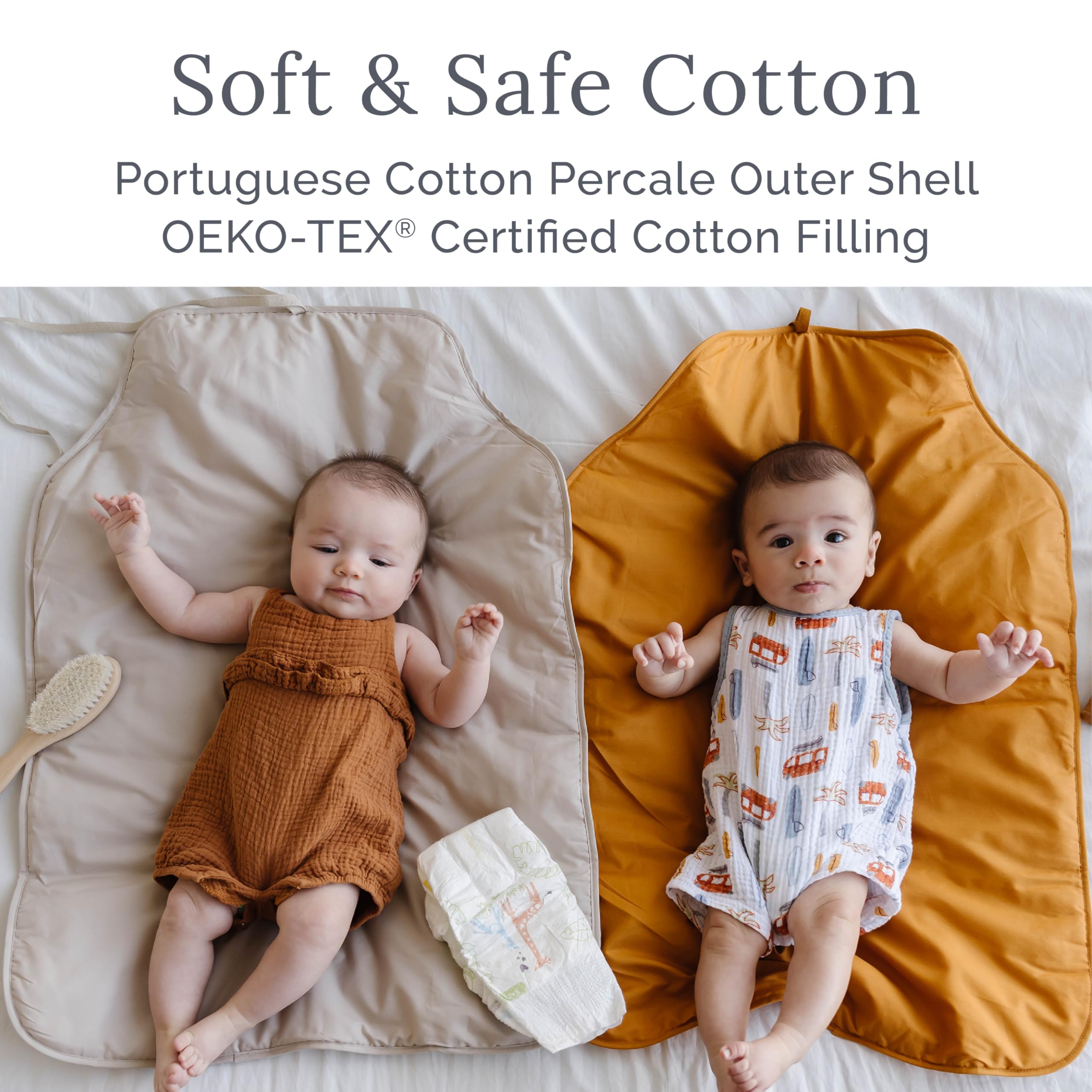 Natemia Portable Diaper Changing Pad - Lightweight, Soft & Machine Washable Organic Cotton Foldable Baby Changing Mat for Travel, Nursery & On-the-Go Parents