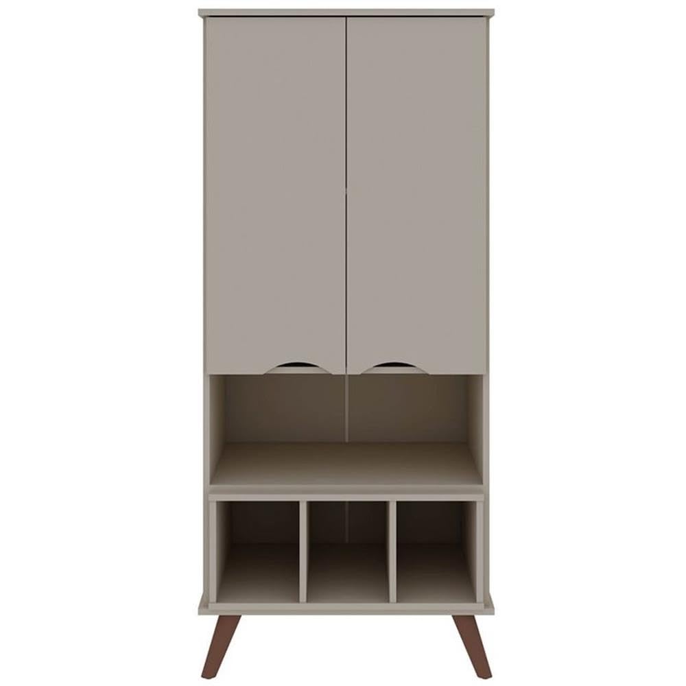 Manhattan Comfort Hampton 26.77-Inch Display Cabinet with 6 Adjustable Shelves & Solid Wood Legs in Off White - Perfect for Living Room, Dining Room, or Office Storage & Display