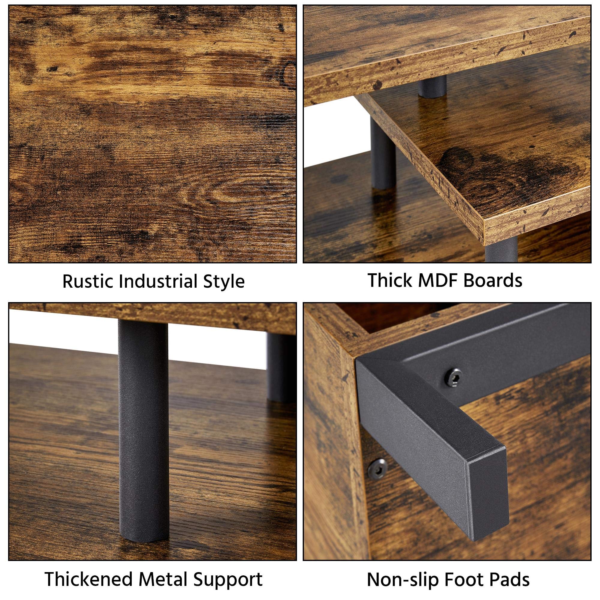 Topeakmart 50 Inch TV Stand - Industrial Wood TV Console Table with Open Storage Shelf, Rustic Brown Entertainment Center for Living Room | Perfect for Small Spaces, Apartments & Modern Home Theater Setup
