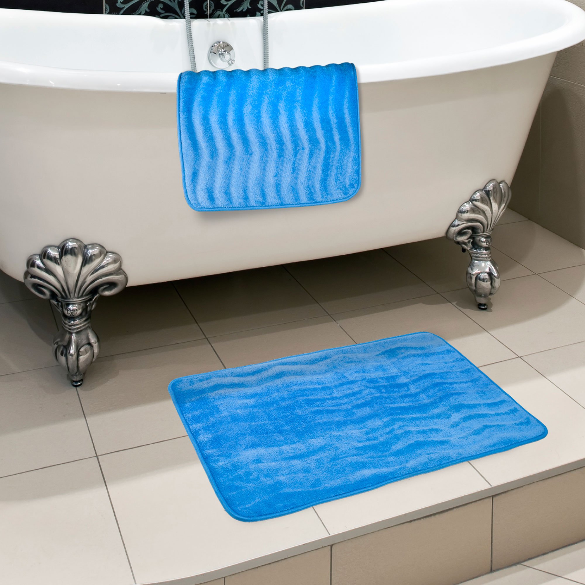 Bedford Home Taupe BH 2-Piece Memory Foam Bath Mat Set - Super Absorbent, Non-Slip Bathroom Rug for Shower, Tub & Vanity Area - Soft & Comfortable Taupe Bath Mats for Home & Spa Use
